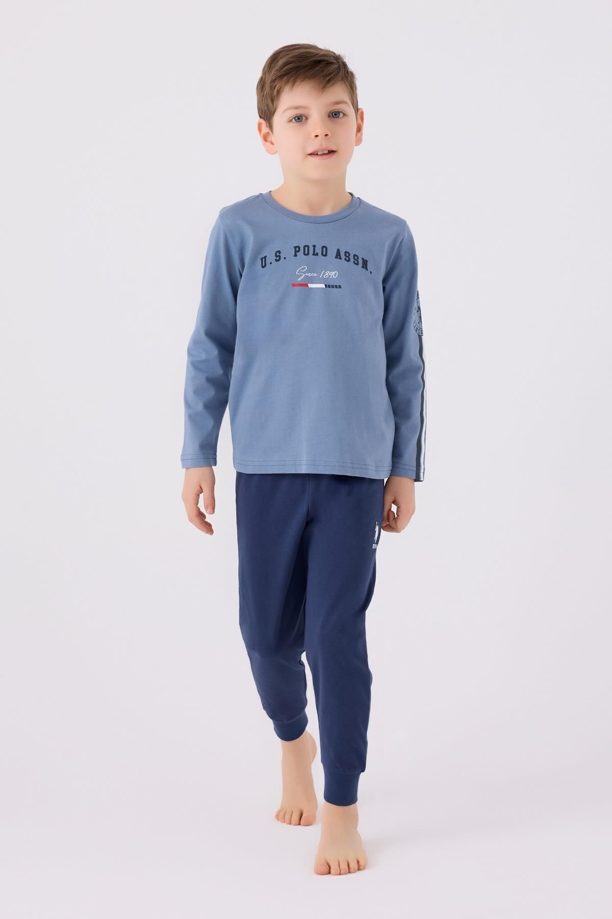 U.S. Polo Assn. U.S. Polo Assn. %100 Pamuk Erkek Uzunkol Çocuk Pijama Takım