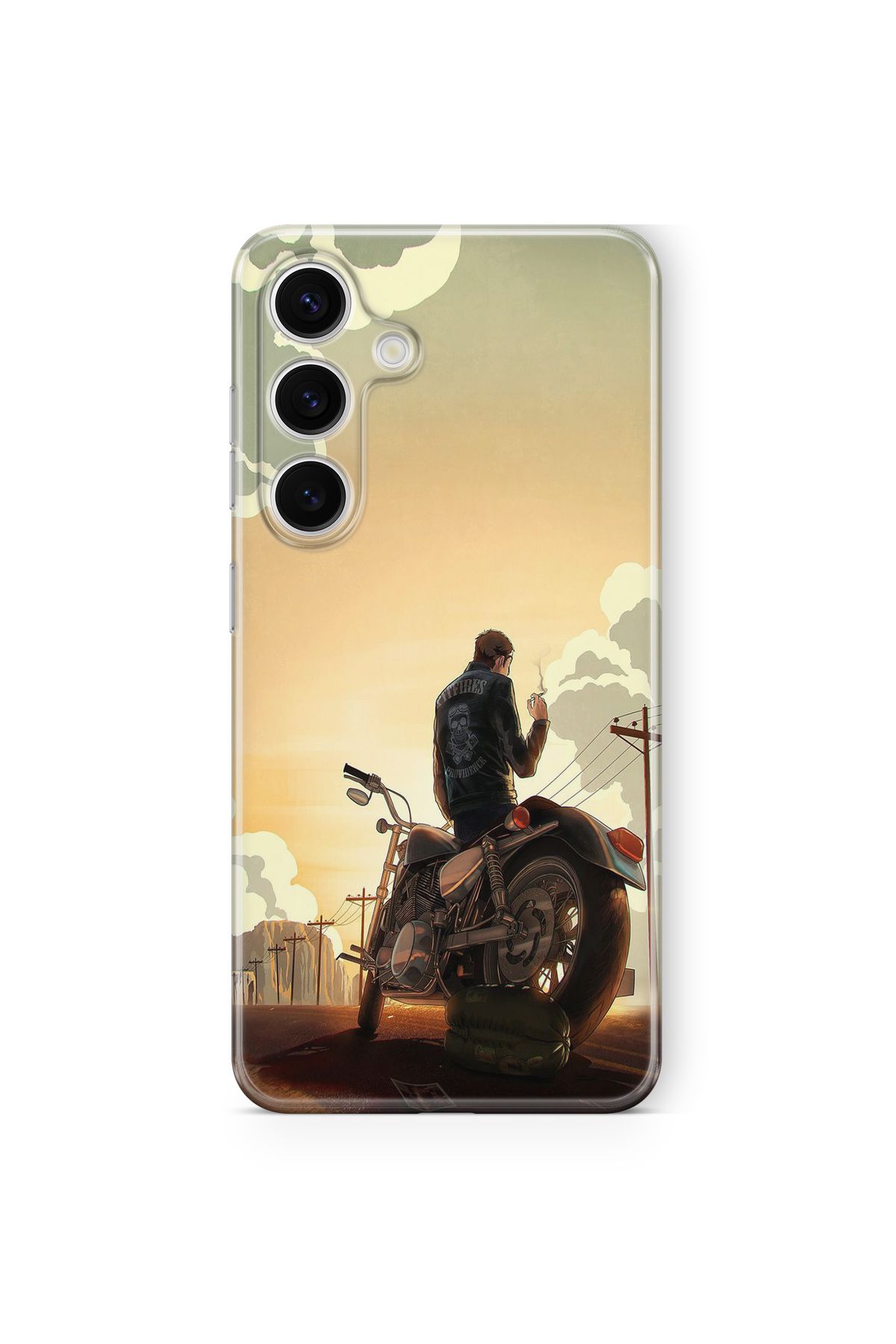 Space Star Samsung Galaxy A15 Uyumlu Motorcu Tasarım Baskılı Şeffaf Kılıf