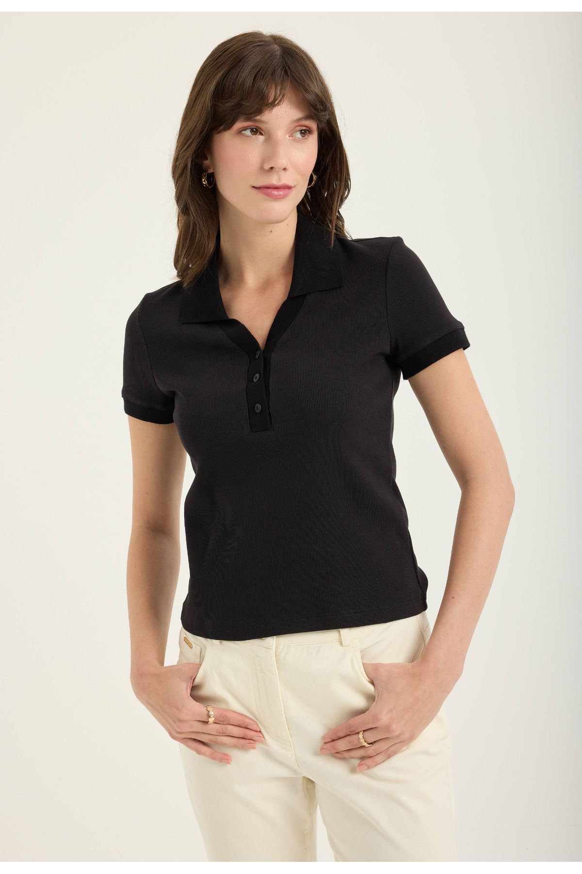Masha Kate Fitilli Polo Yaka Bluz