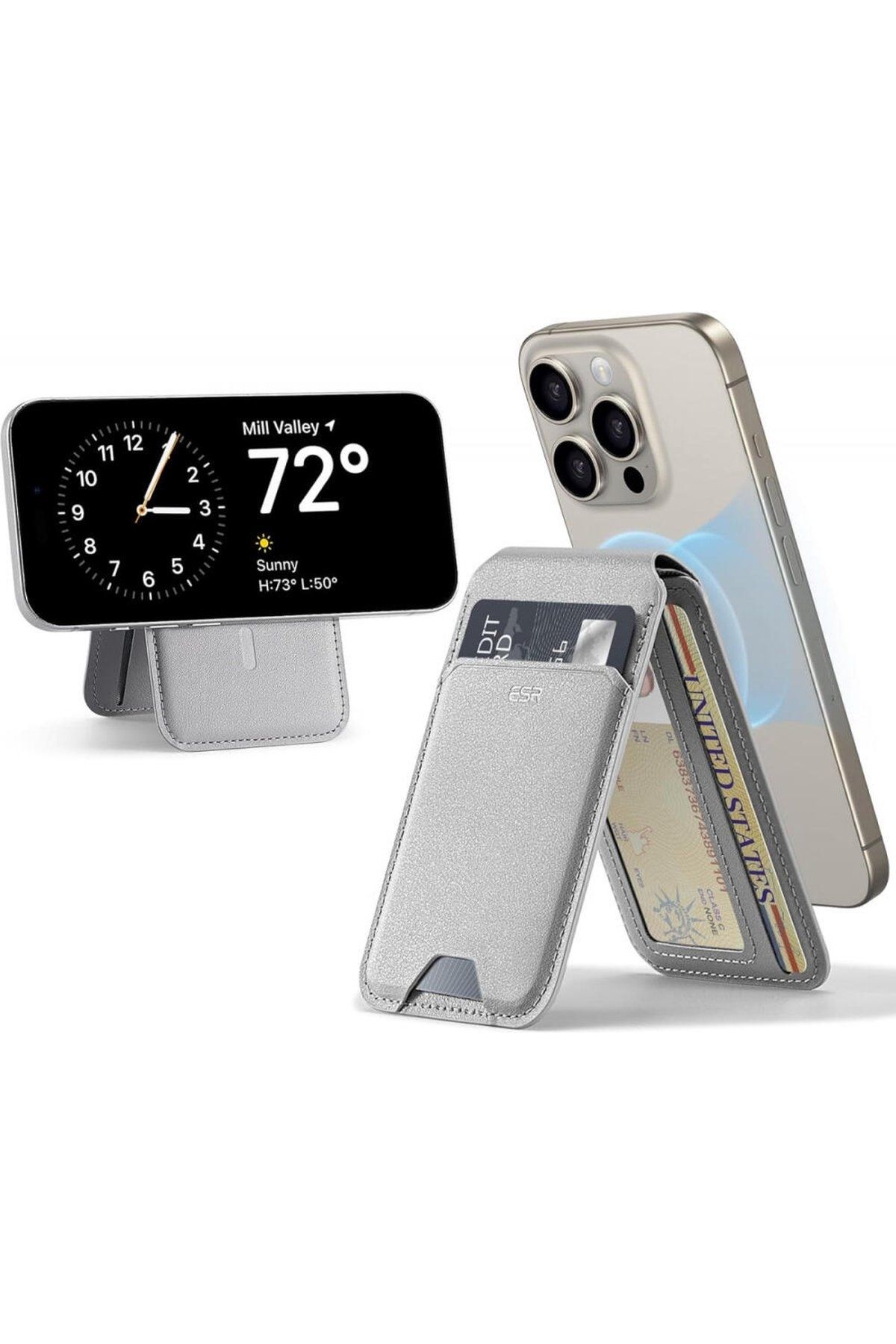ESR iPhone Standlı Cüzdan Halolock MagSafe Wallet – Gri