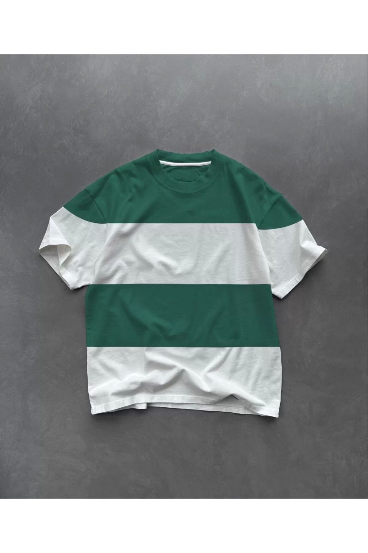 CVS Unisex Bisiklet Yaka Parçalı T-Shirt - Yeşil