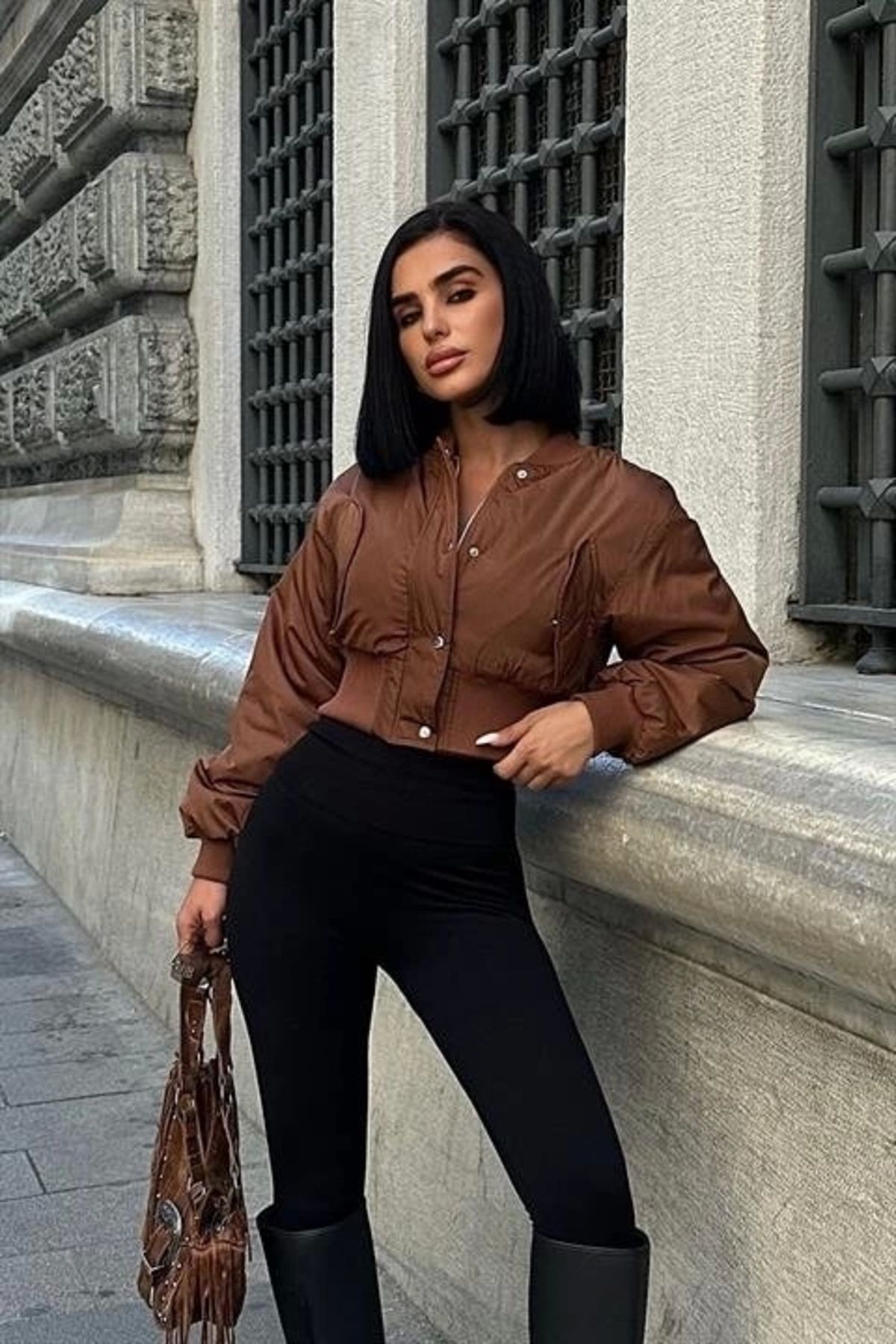 nedo7 Miecka Crop Bomber Ceket 7022-8