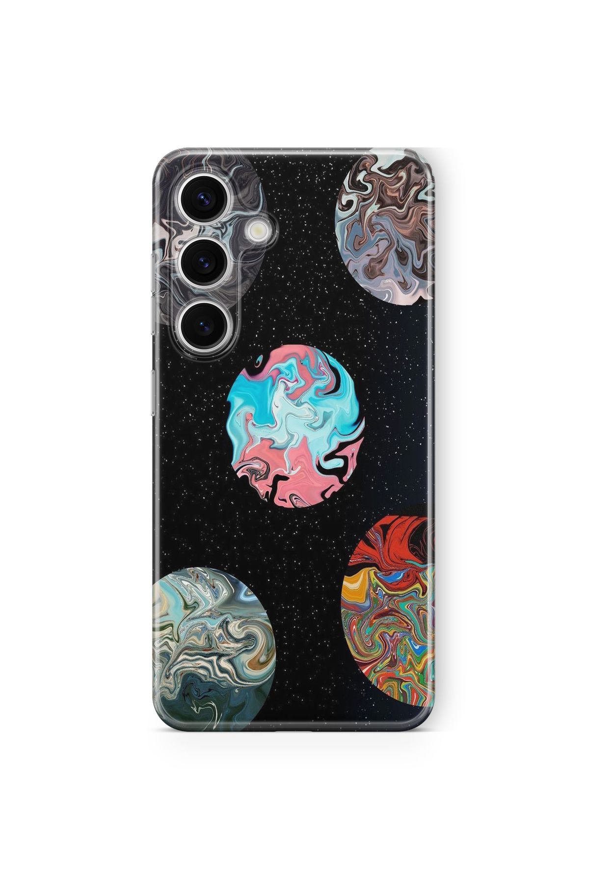 Space Star Samsung Galaxy A55 Uyumlu Melting Space Tasarım Baskılı Şeffaf Kılıf