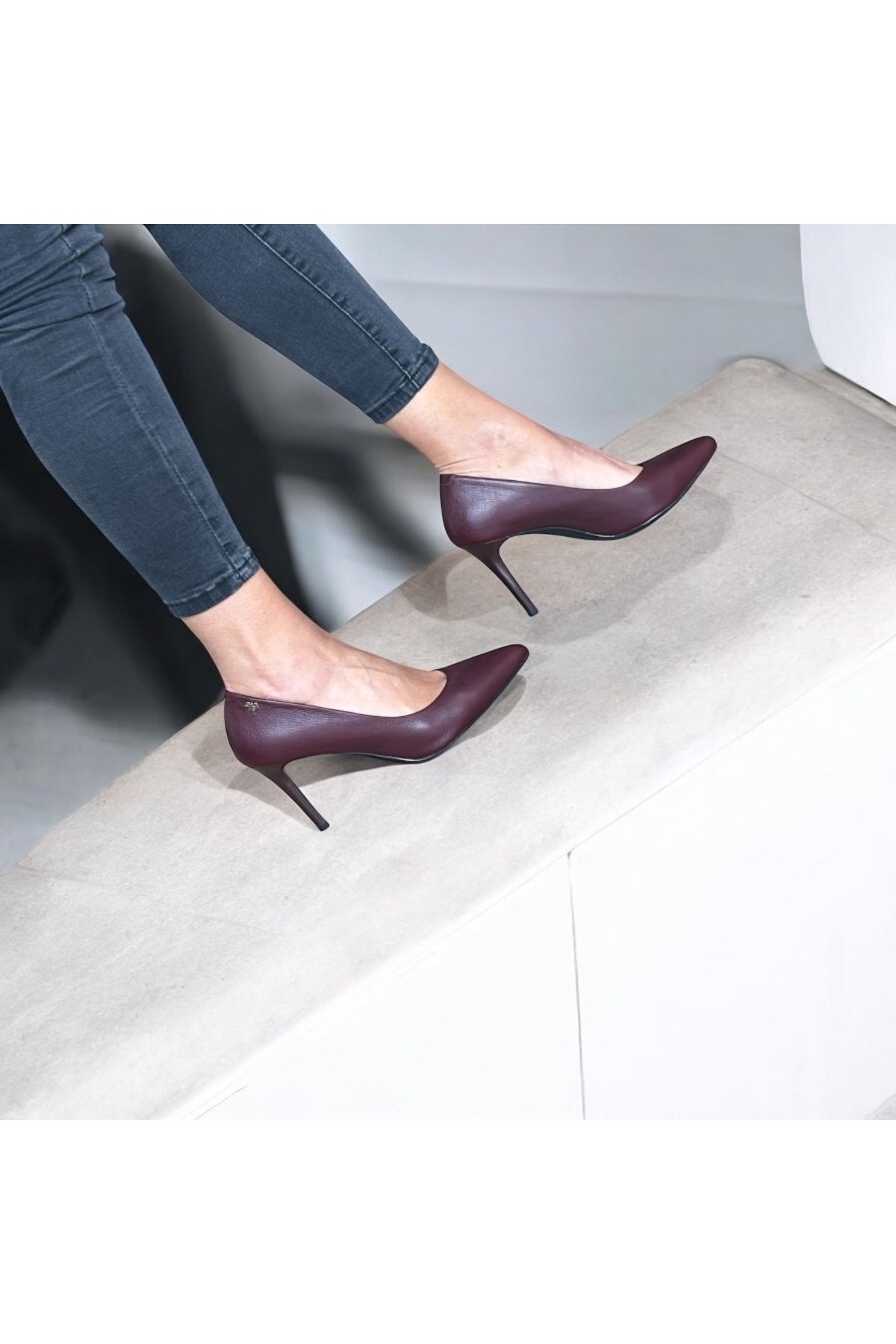 NEVE SHOES Bordo Hakiki Deri Stiletto