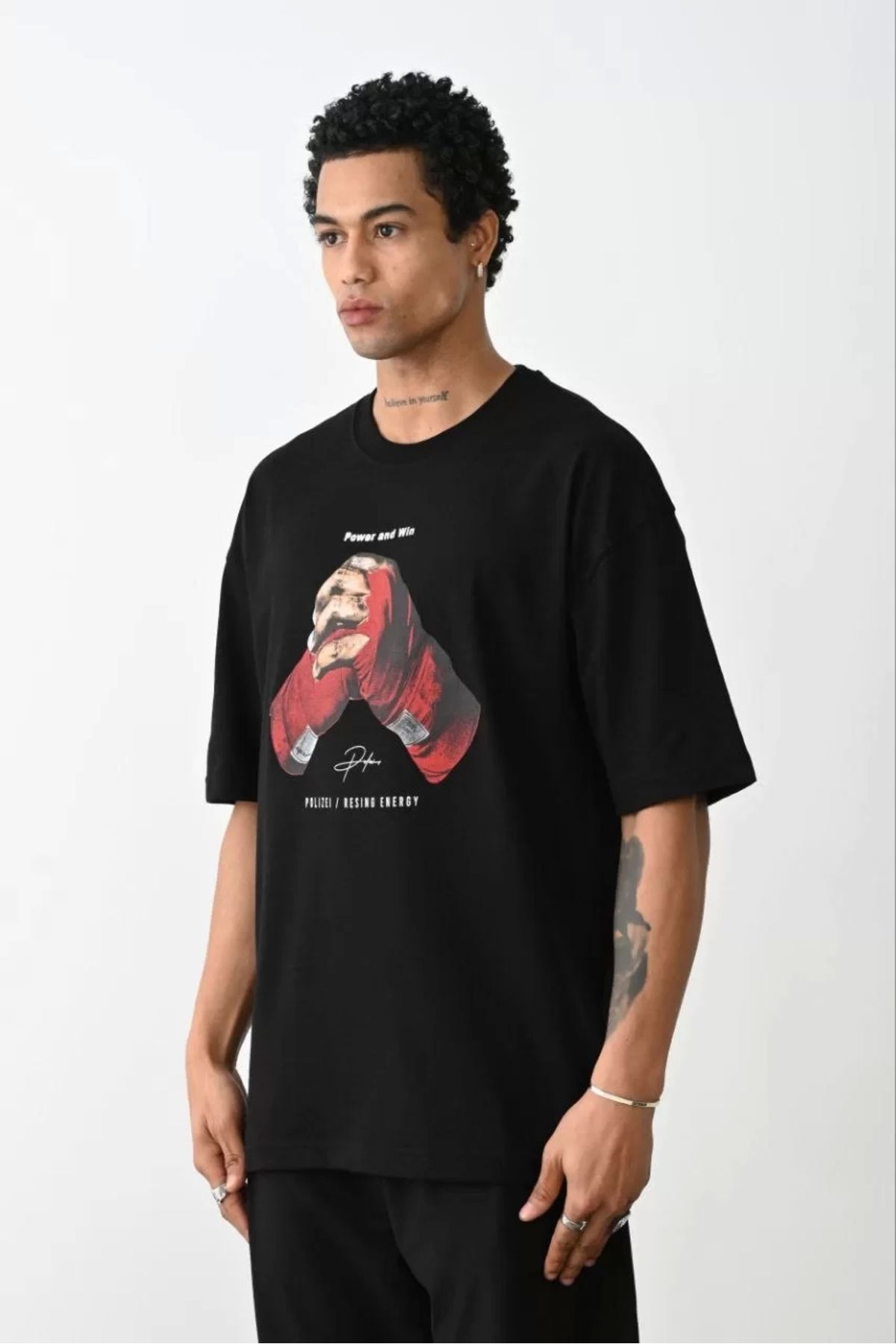 CVS Unisex Baskılı Oversize T-Shirt - Siyah