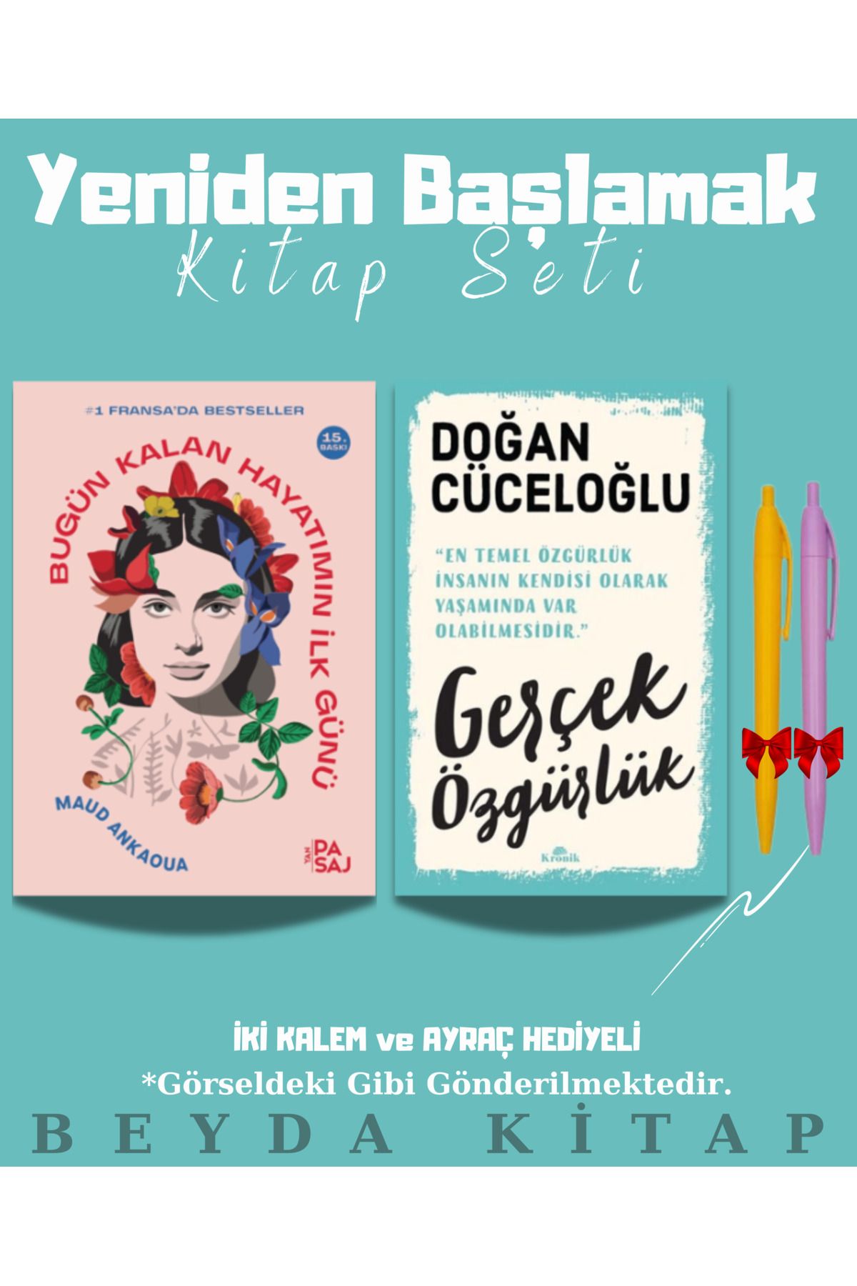 Yan Pasaj Yayınevi Bugün Kalan Hayatımın İlk Günü - Gerçek Özgürlük - Kitap Seti - Kalemli
