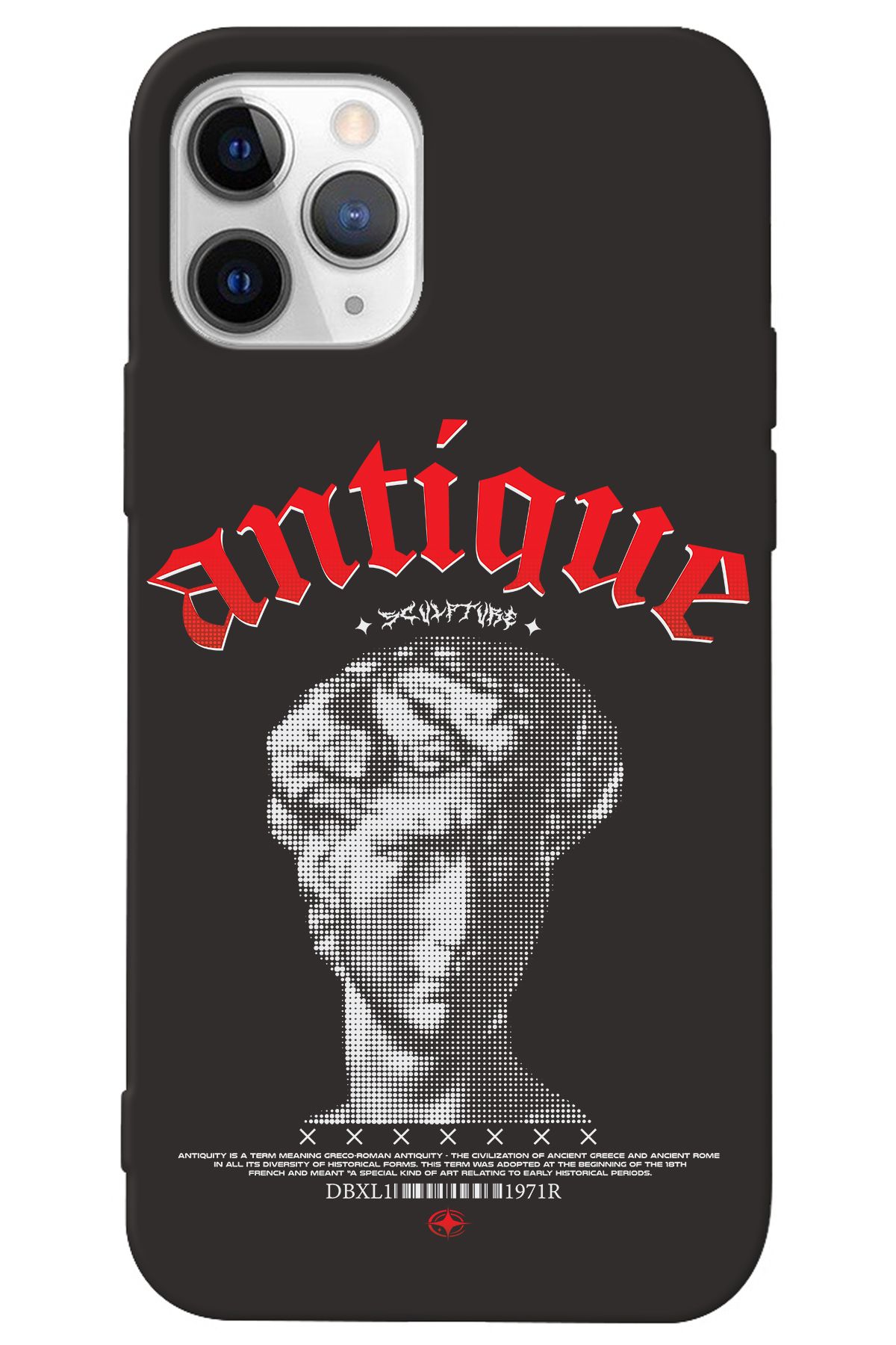 WANNA PROTECT iPhone 13 Pro Siyah İçi Kadife Antique Desenli Silikon Telefon Kılıfı