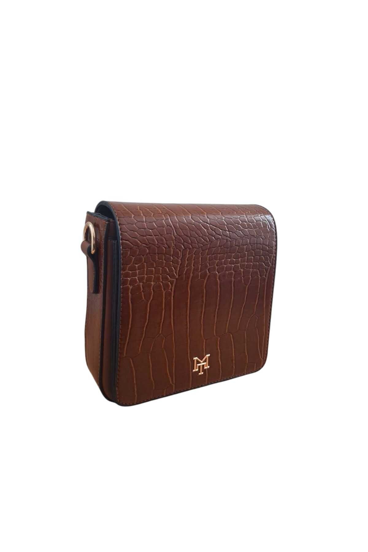 MOTTO COLLECTİON ÇAPRAZ KADIN ÇANTASI TABA KROKO 1291