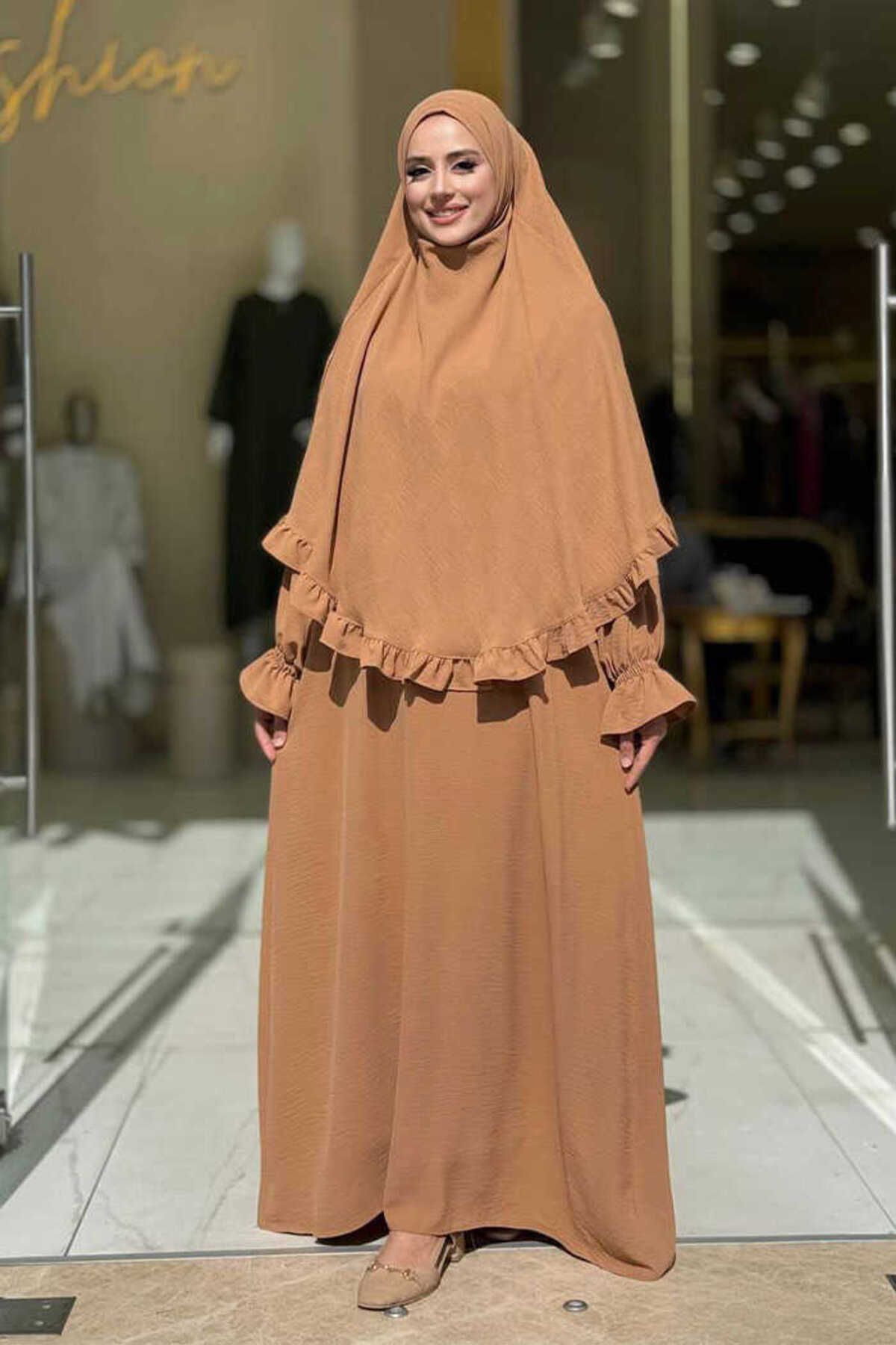 Bym Fashion Sufleli Namaz Elbisesi 6034 Vizon
