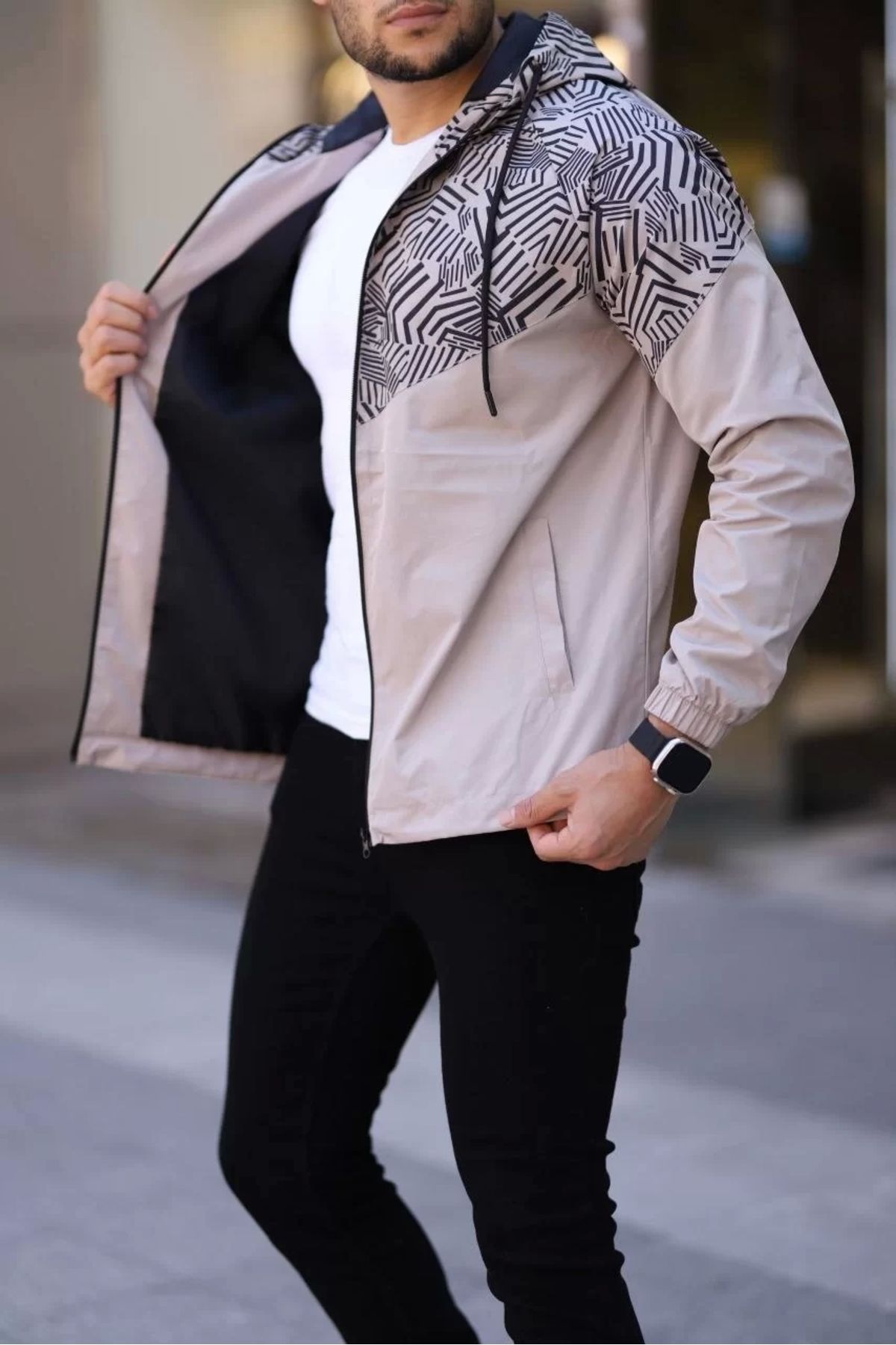 CVS Unisex Kapüşonlu İçi Astarlı Yağmurluk - Bej