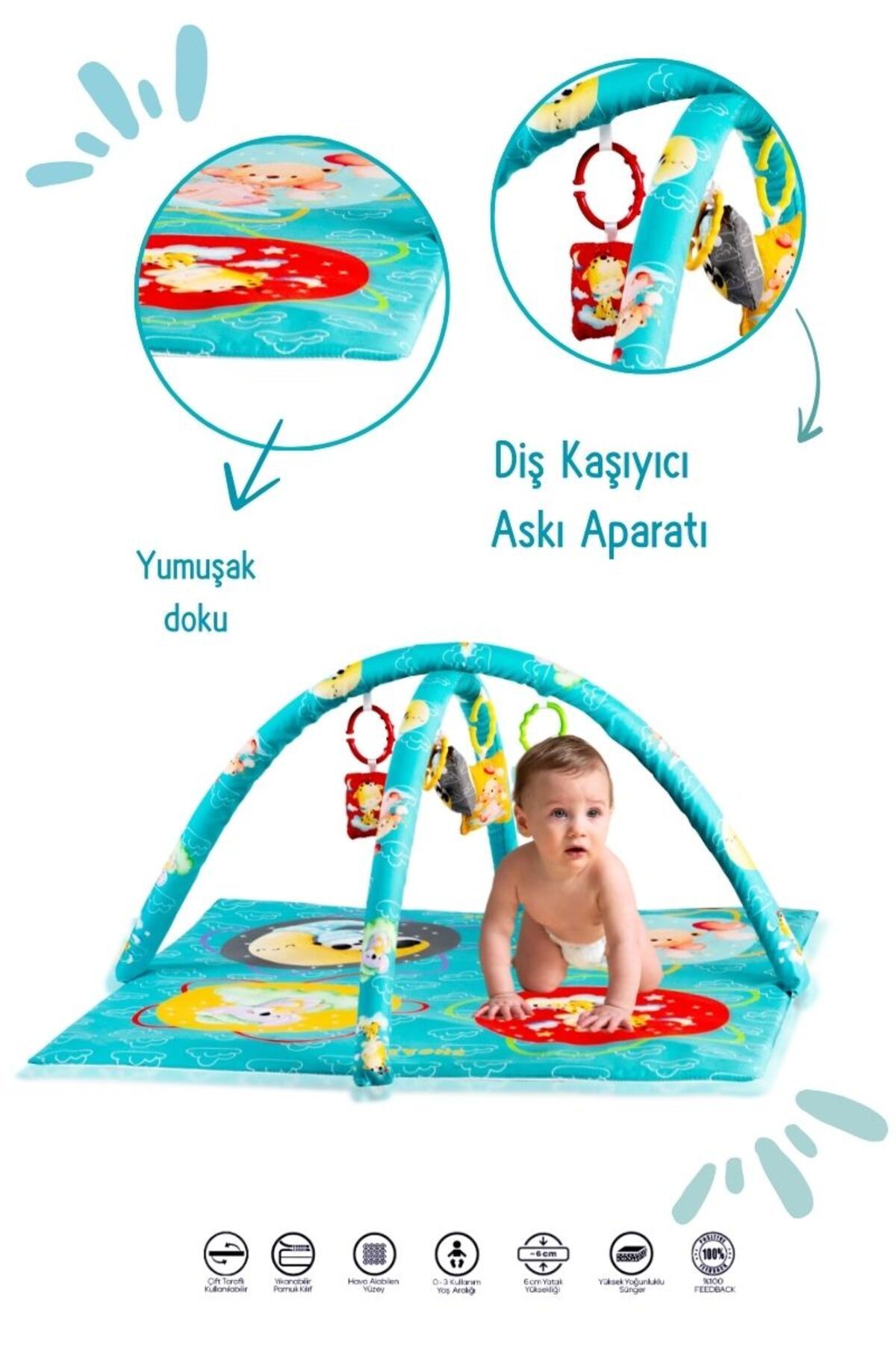 vevons Happy Cloud Oyuncaklı Oyun Minderi Bebek Oyun Halısı Oyuncak