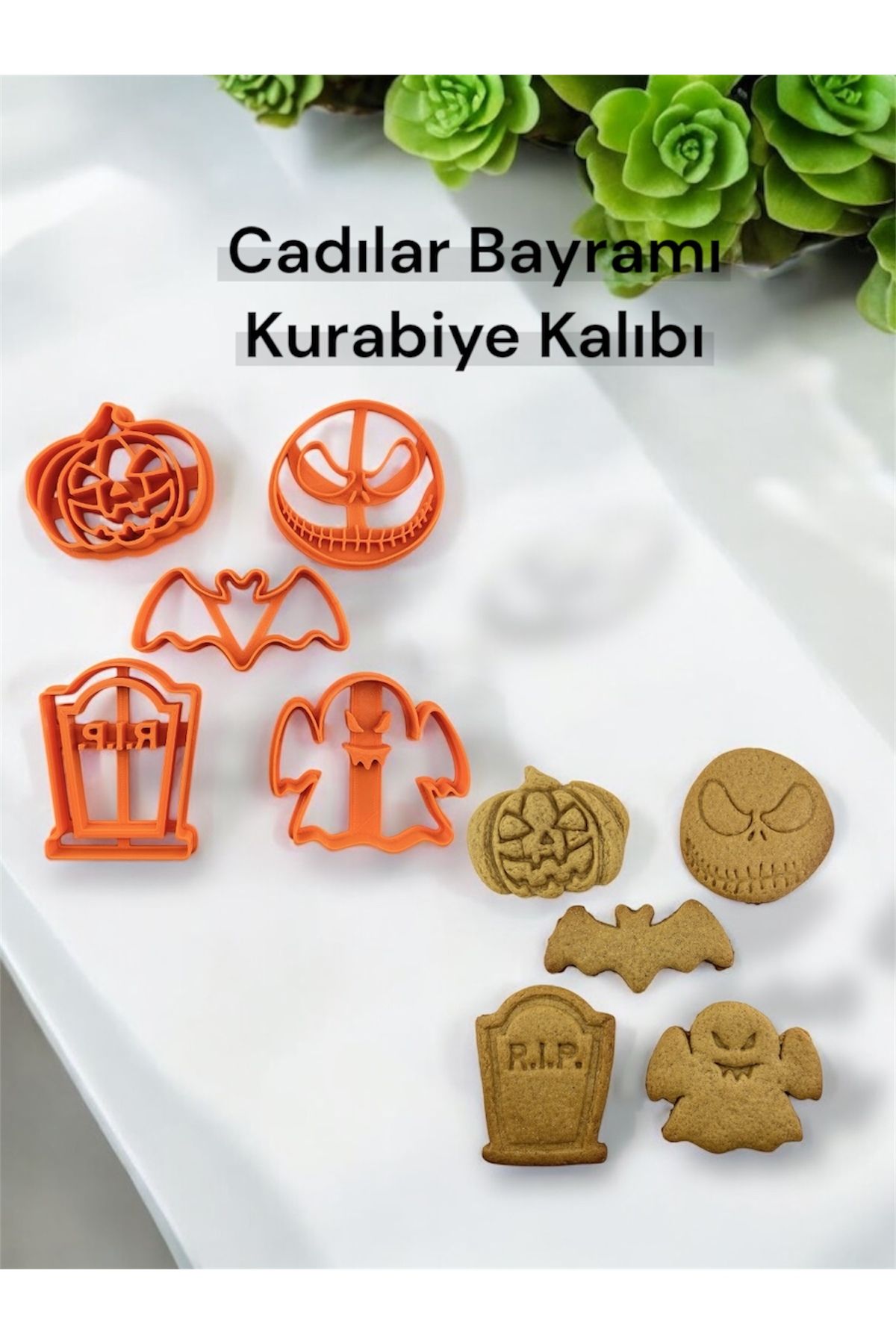 Bilgin Üretim Cadılar Bayramı Temalı Kurabiye Kalıbı Seti Balkabağı Yarasa Mezar Taşı Jack Skellington Hayalet