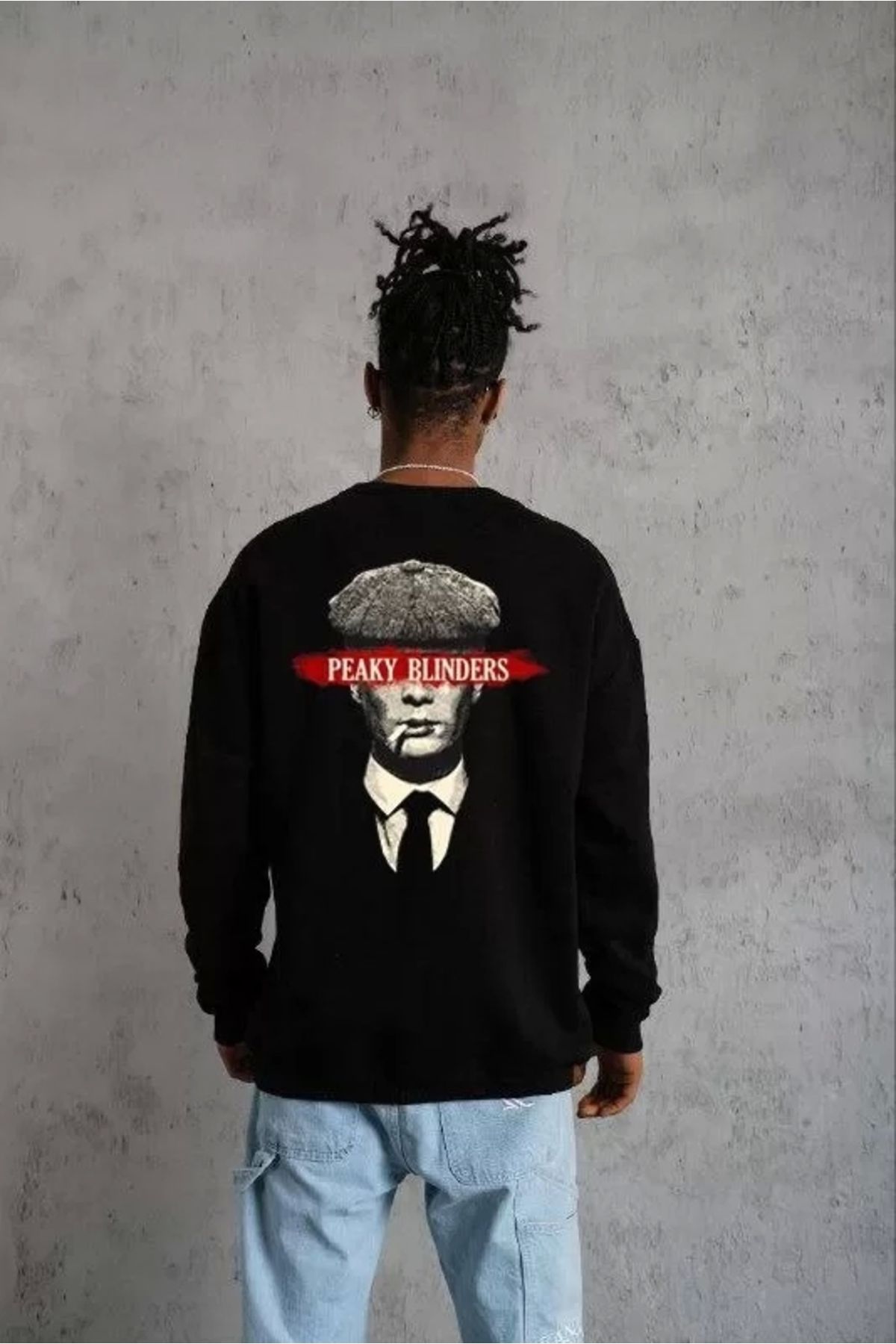 CVS Unisex Bisiklet Yaka Baskılı Oversize Sweatshirt - Siyah