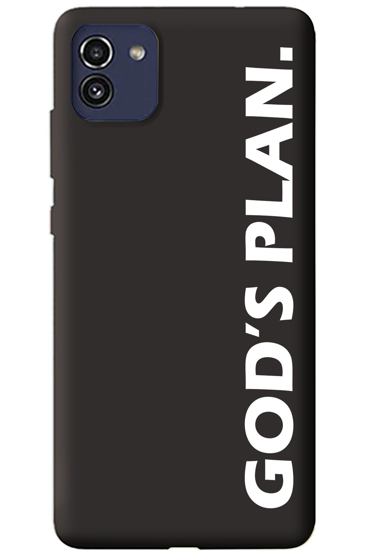 WANNA PROTECT Samsung A03 Siyah İçi Kadife God's Plan Desenli Silikon Telefon Kılıfı