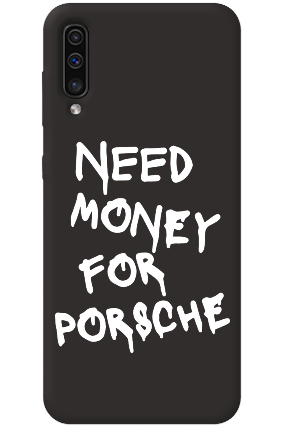 WANNA PROTECT Samsung Galaxy A70 Siyah İçi Kadife Need Money Desenli Silikon Telefon Kılıfı