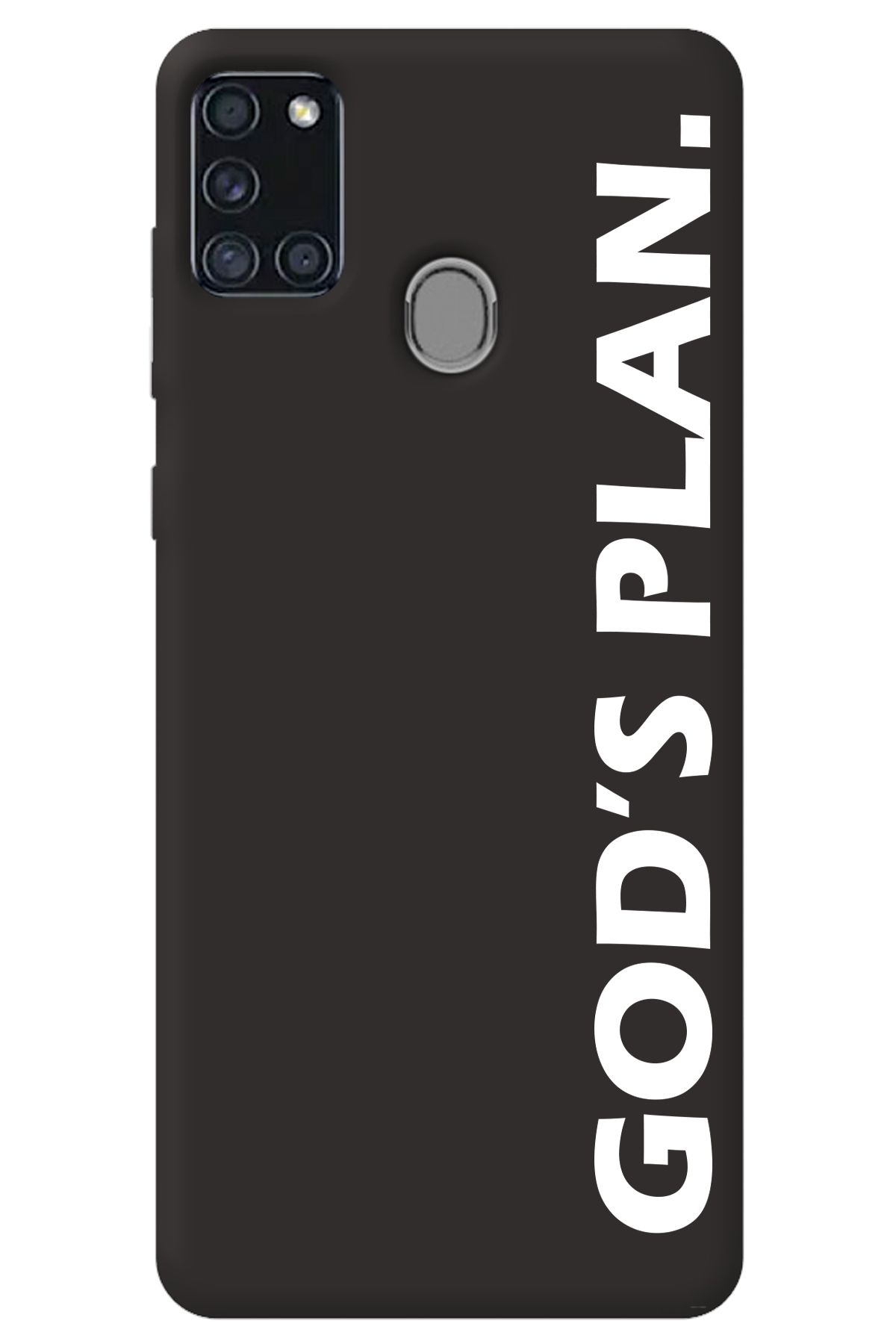 WANNA PROTECT Samsung A21S Siyah İçi Kadife God's Plan Desenli Silikon Telefon Kılıfı