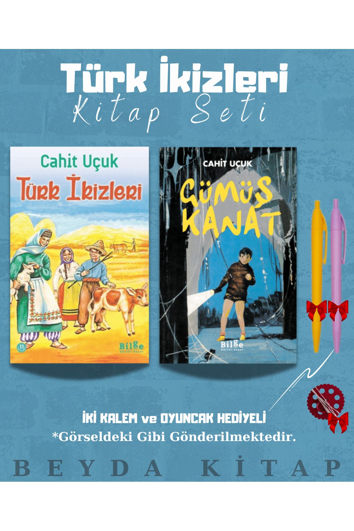 Bilge Kültür Sanat Türk İkizleri - Gümüş Kanat - Cahit Uçuk - Kitap Seti - Kalem ve Oyuncak Hediyeli