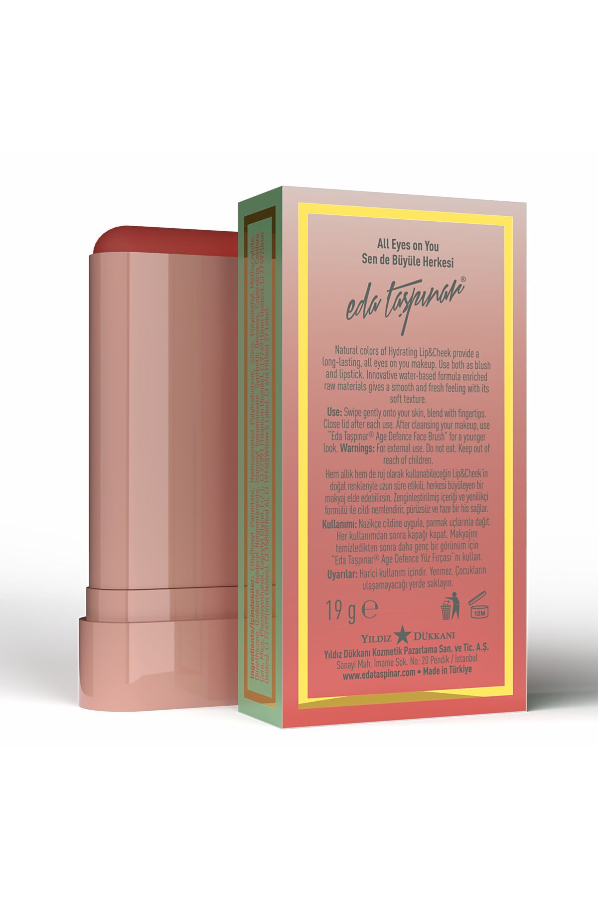 Eda Taşpınar-Lip & Cheek Cream Blush Stick Darling Peach (Egy0071) 3