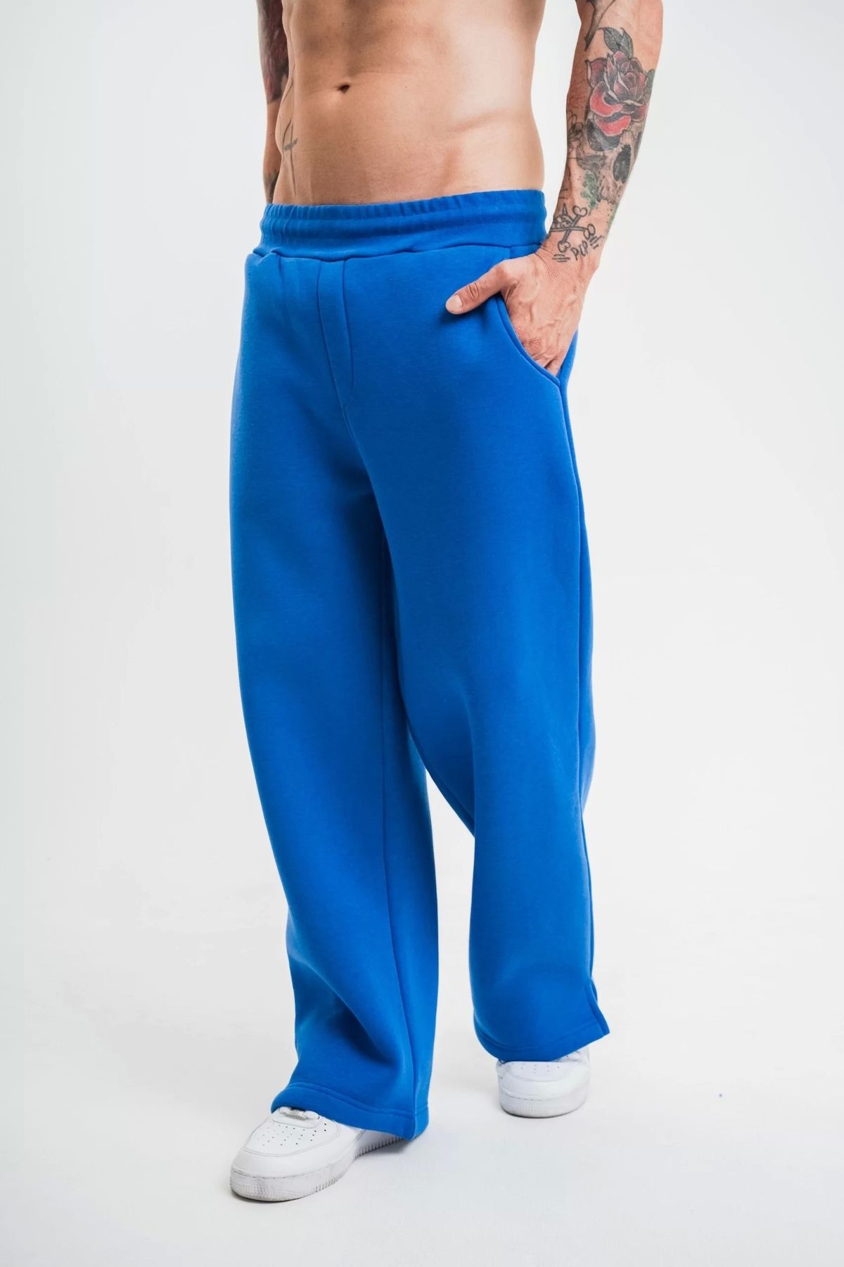 CVS Unisex Boru Paça Baggy Eşofman Pantolon - Mavi