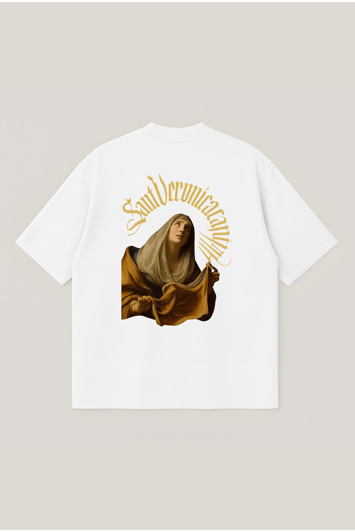 Moon Dancer Saint Unisex Oversize Baskılı Boxy Fit Kalın Kumaşlı T-shirt
