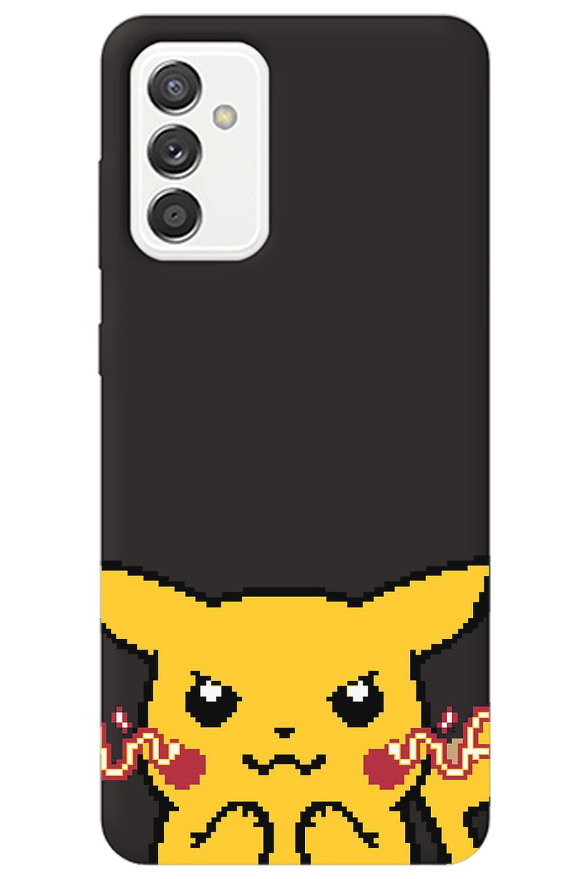 WANNA PROTECT Samsung Galaxy A55 Siyah İçi Kadife Pika Pixel Desenli Silikon Telefon Kılıfı