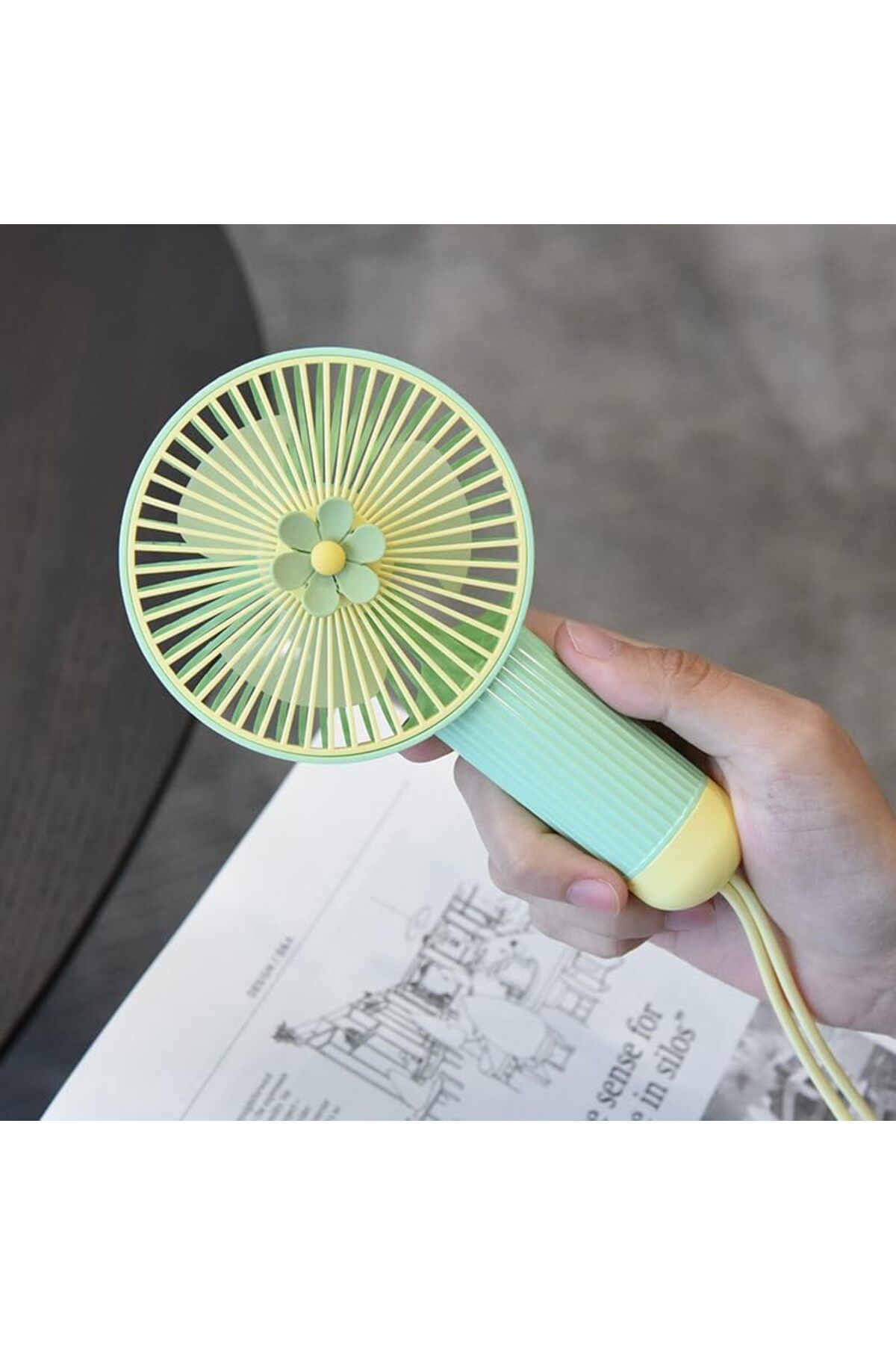 Inovaxis Çiçek Küçük Fan Mini USB Şarjlı Telefon Askılı