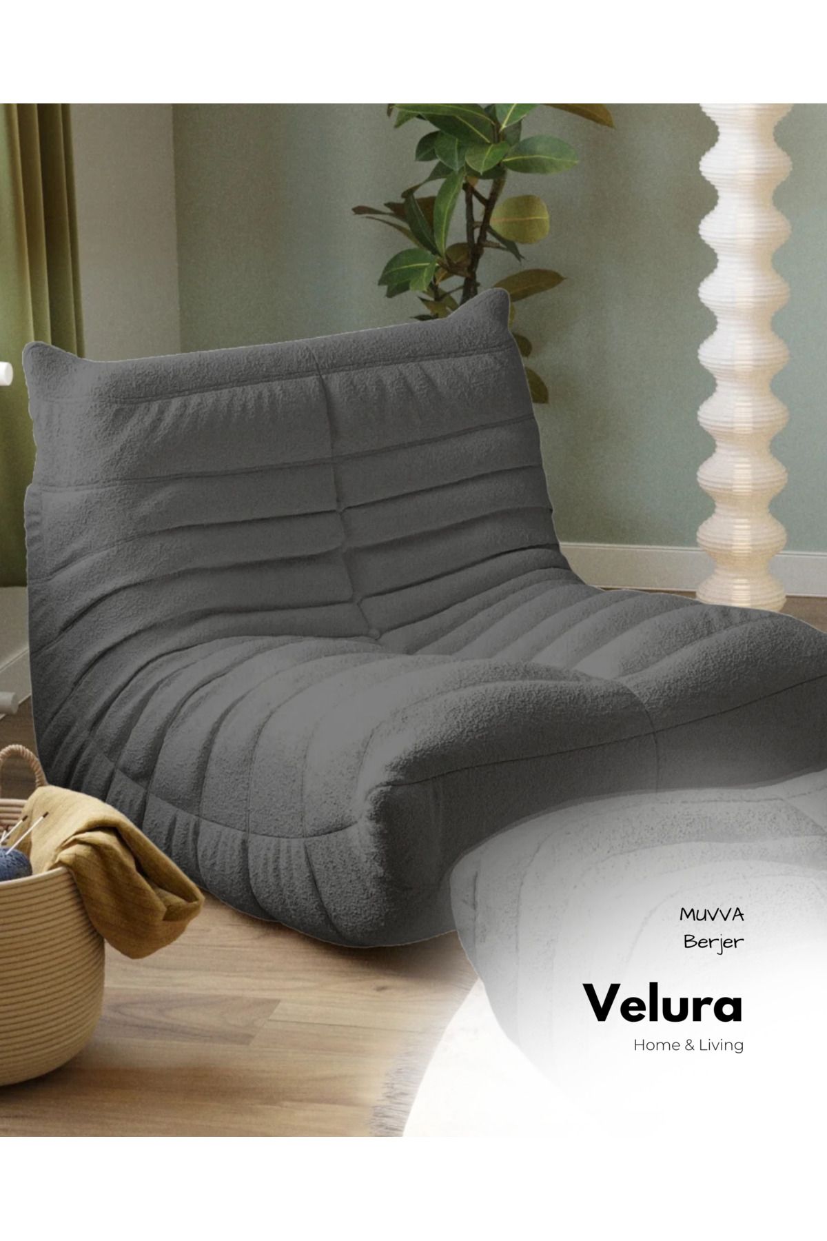 Velura Home & Living Muvva Berjer & Pofuduk Relax Koltuk & Armut Tekli Koltuk - Antrasit