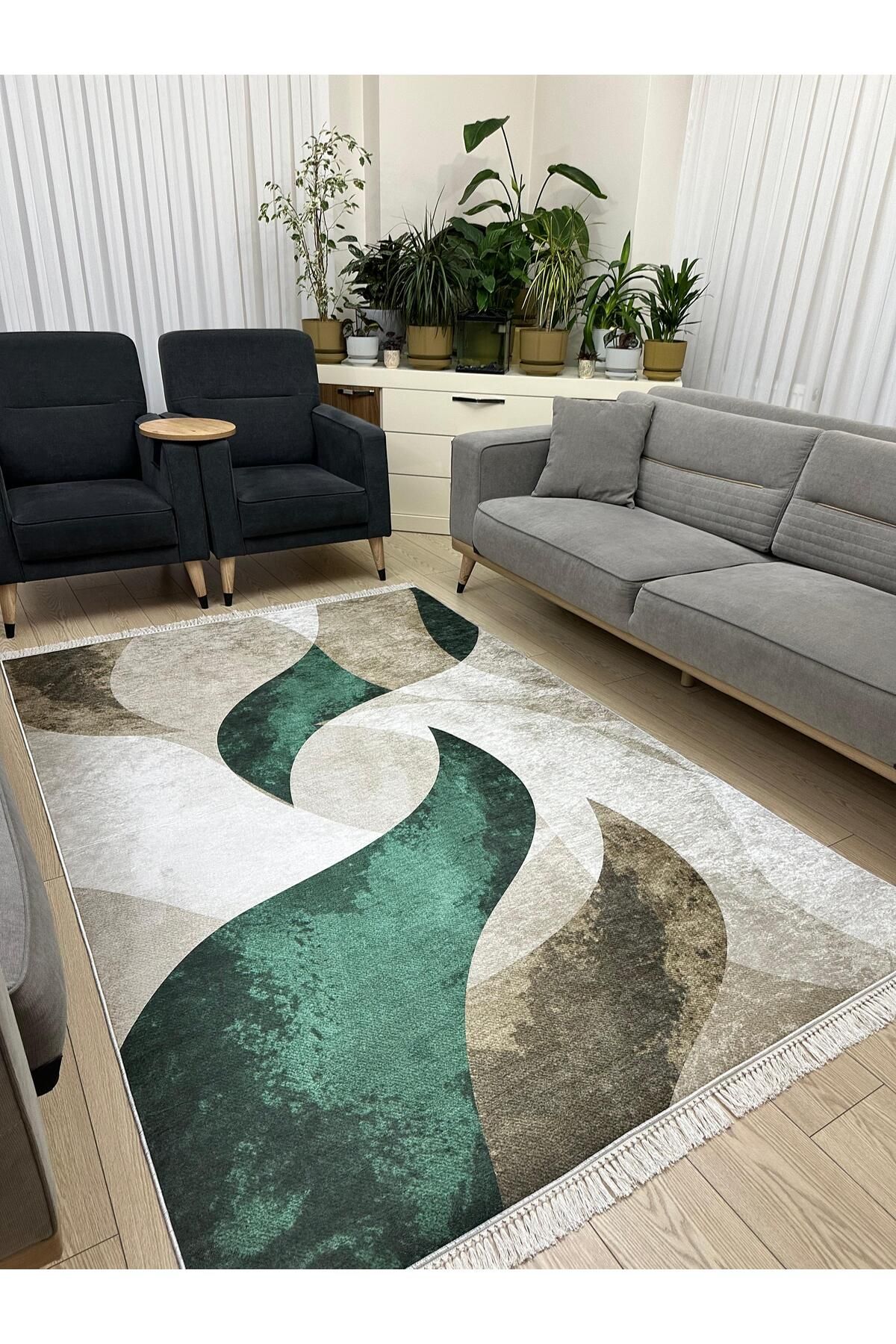 MODKLAS Kaymaz Taban Yıkanabilir Dijital Baskı Dekoratif Halı - 4m²=160x230 cm, 6m²=200x300 cm