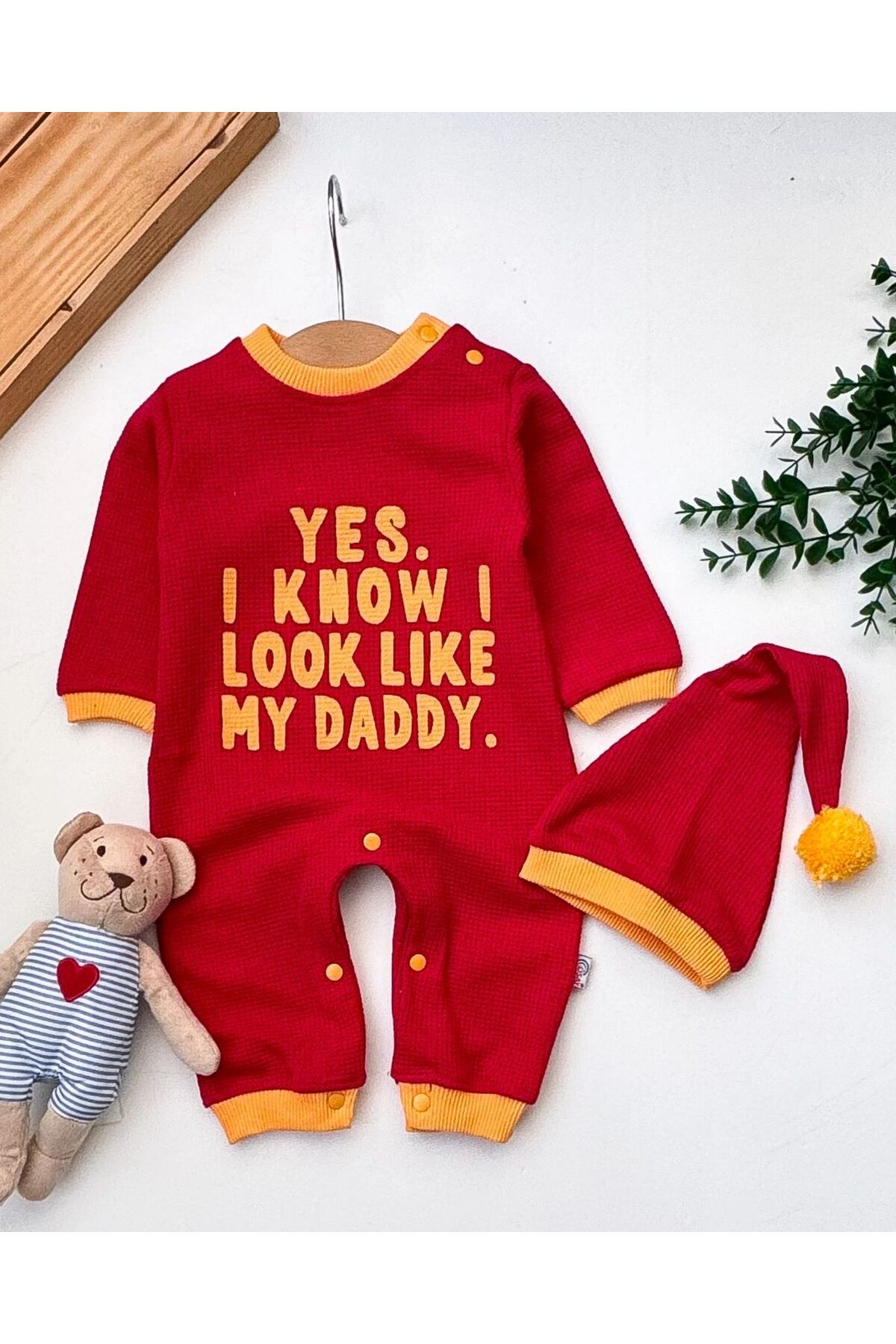 Bebeloji Baby Erkek Bebek Şapkalı Tulum 2'Li Takım