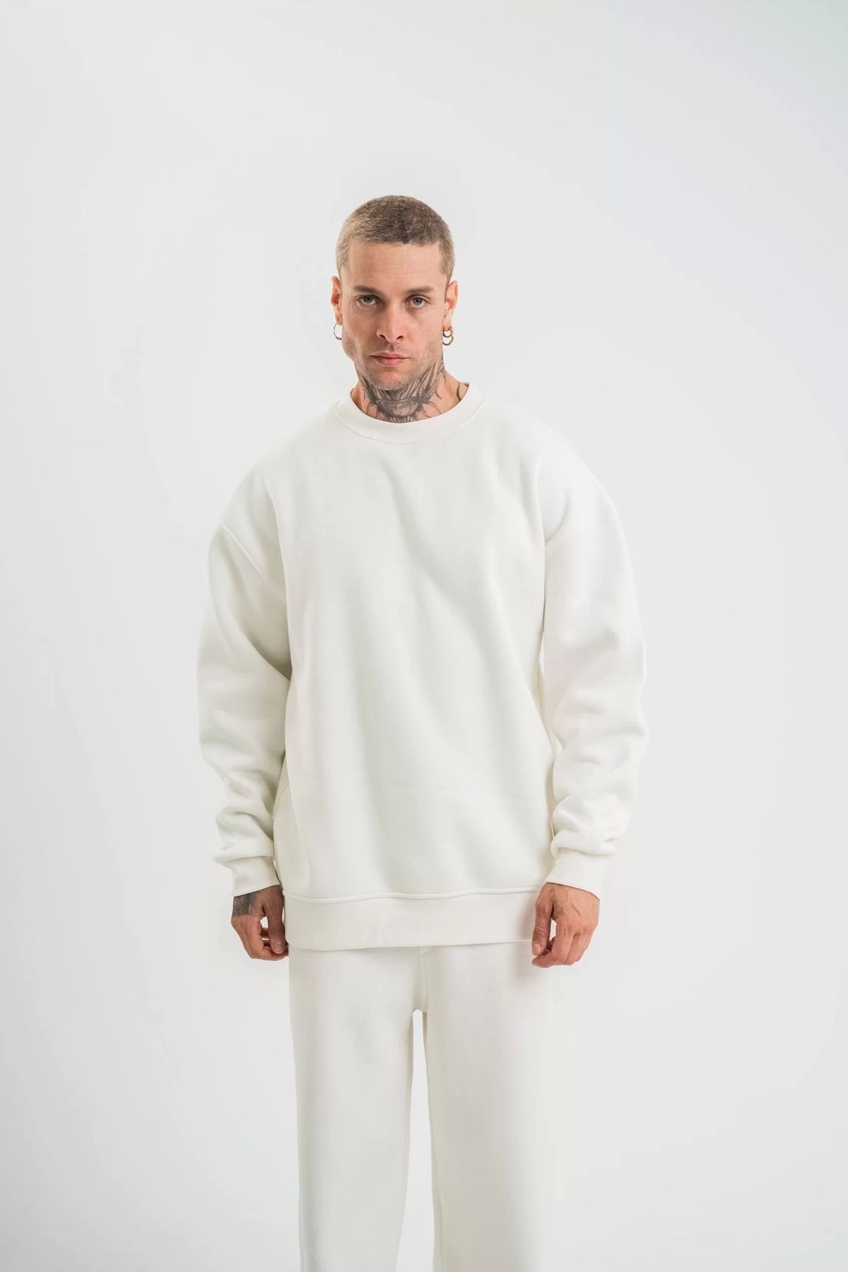 CVS Uzun Kol Bisiklet Yaka Basic SweatShirt - Beyaz