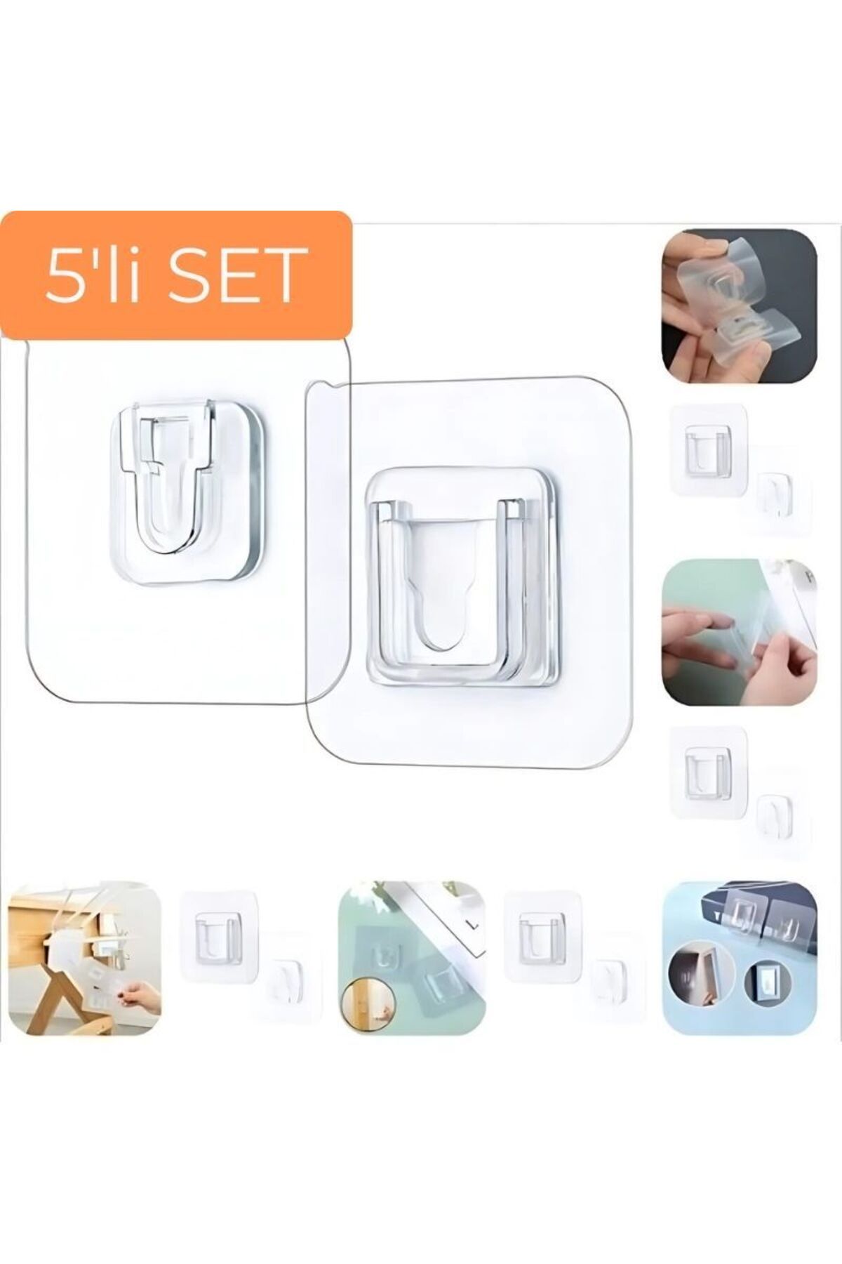 ALMITAL Kuriton 5 SET Geçmeli Klips Eşya Sabitleme Askısı