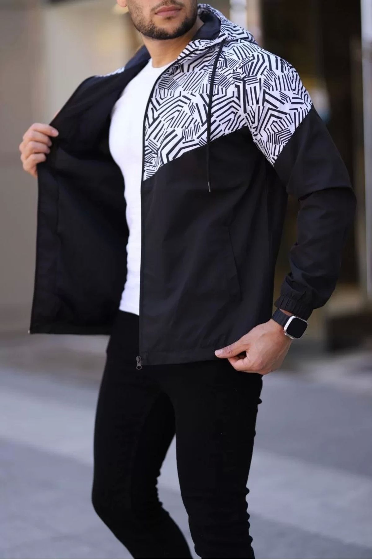 CVS Unisex Kapüşonlu İçi Astarlı Yağmurluk - Siyah