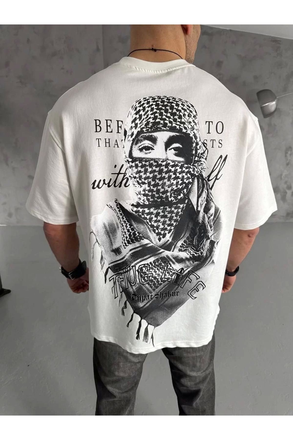 CVS Unisex Baskılı Oversize T-Shirt - Beyaz