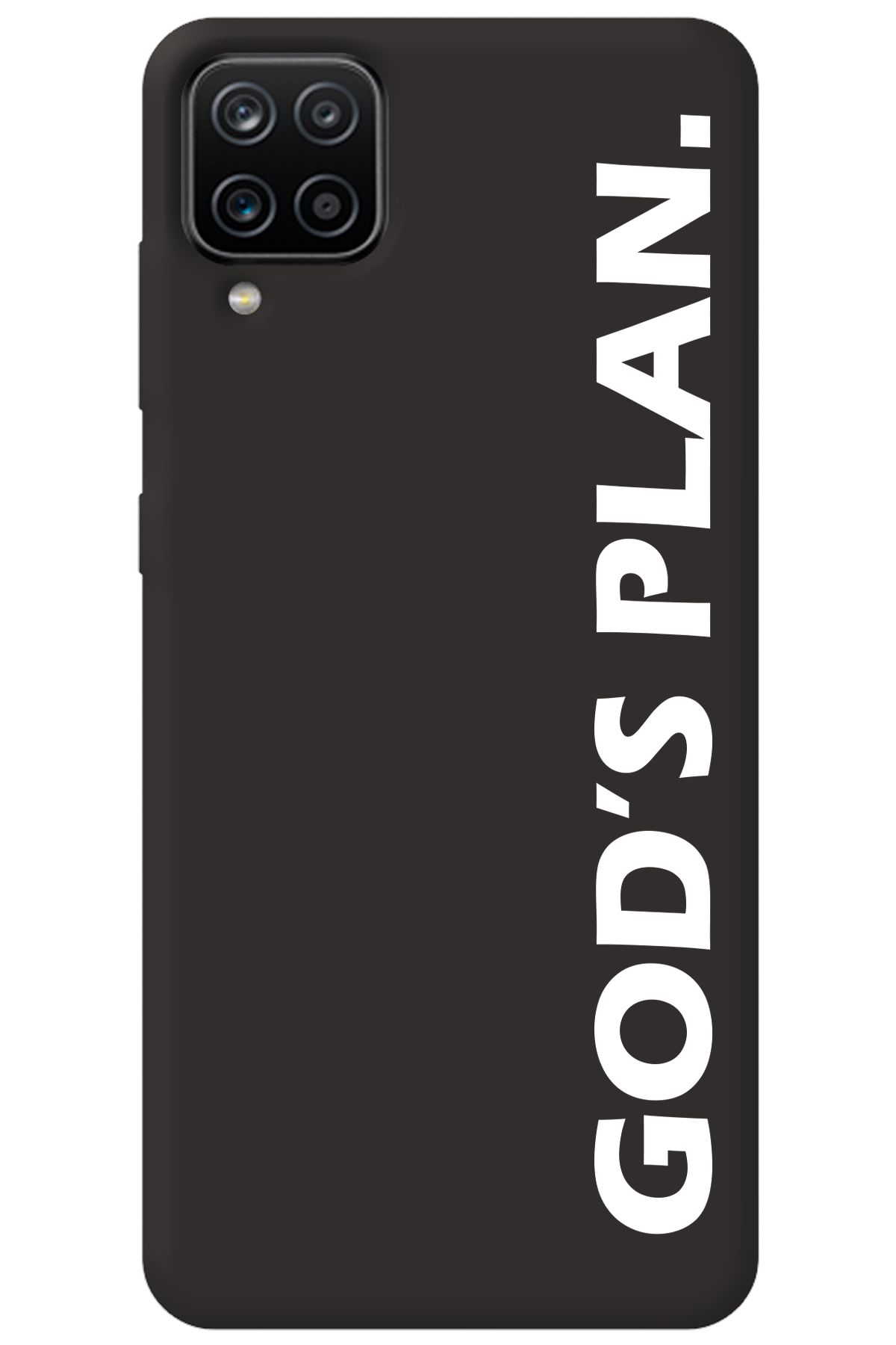 WANNA PROTECT Samsung Galaxy A12 Siyah İçi Kadife God's Plan Desenli Silikon Telefon Kılıfı