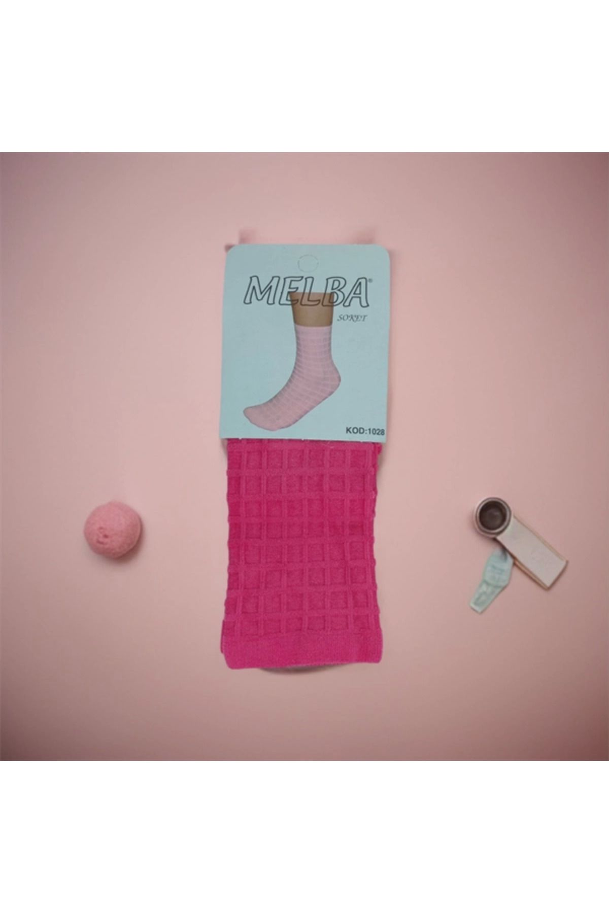 Shop58 Melba Kareli Polymid Soket Çorap