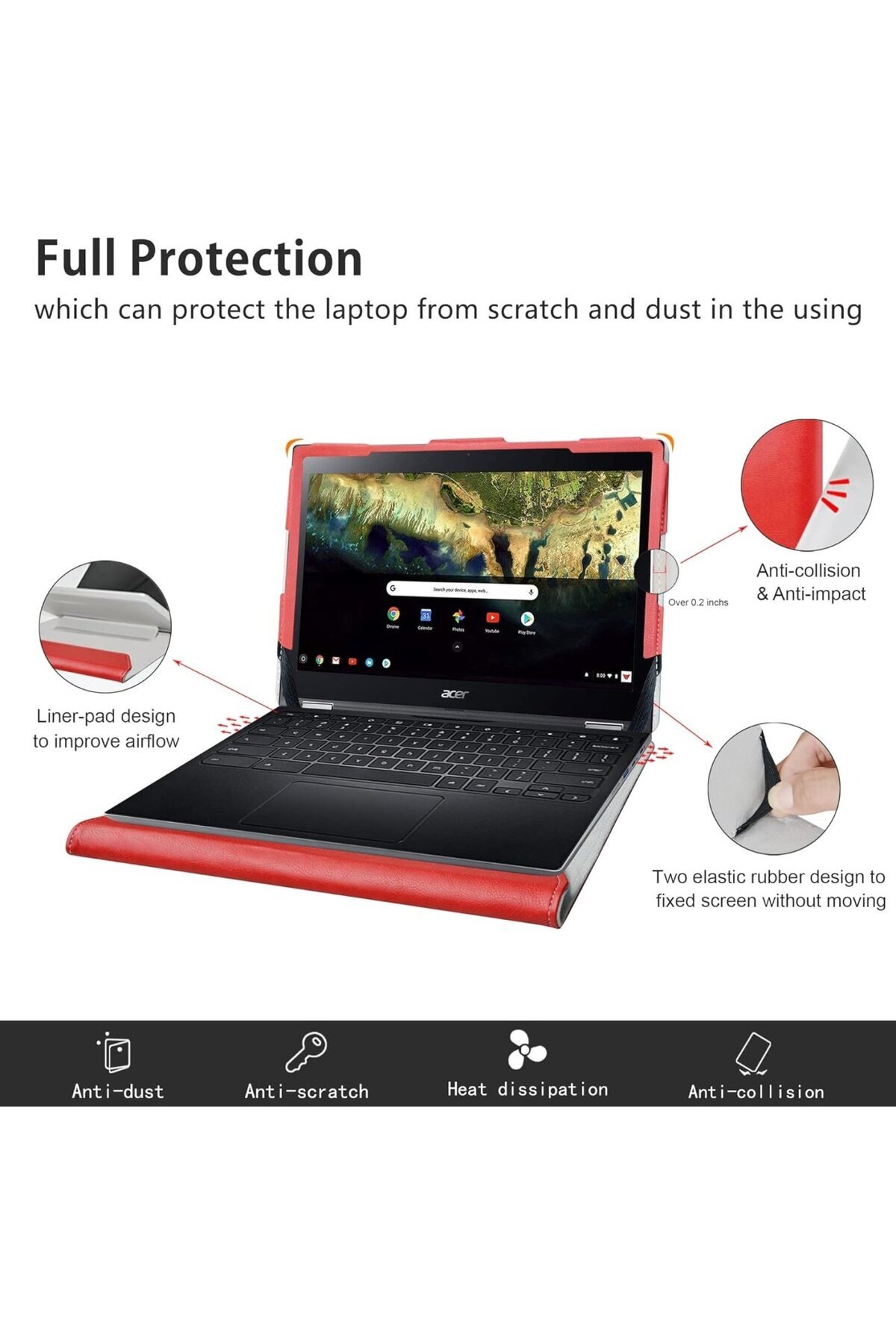 Alapmk-Protective case for Acer Chromebook Spin 511 R752TN Alapmk, PU leather, red/black 3