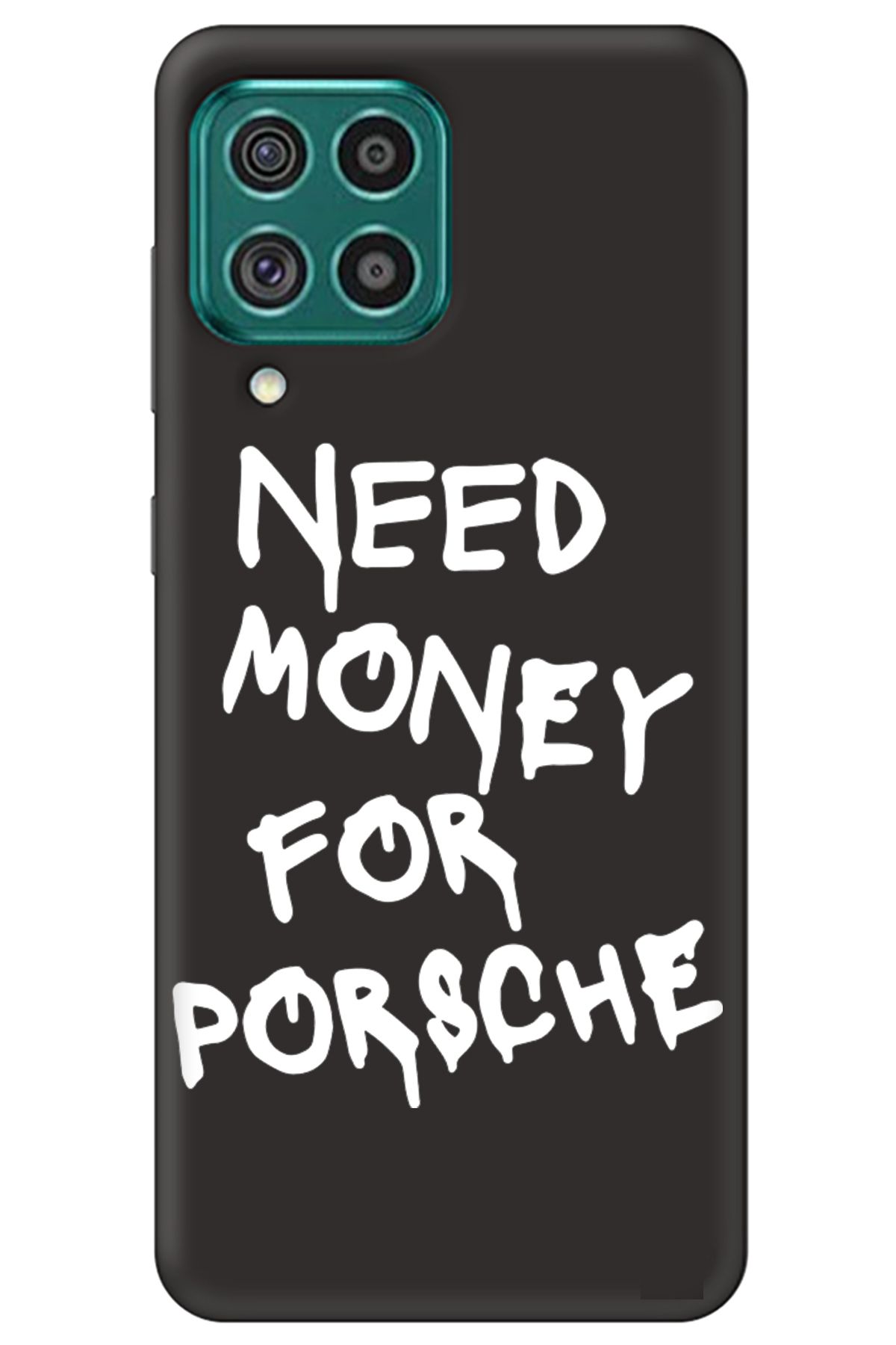 WANNA PROTECT Samsung M32 Siyah İçi Kadife Need Money Desenli Silikon Telefon Kılıfı