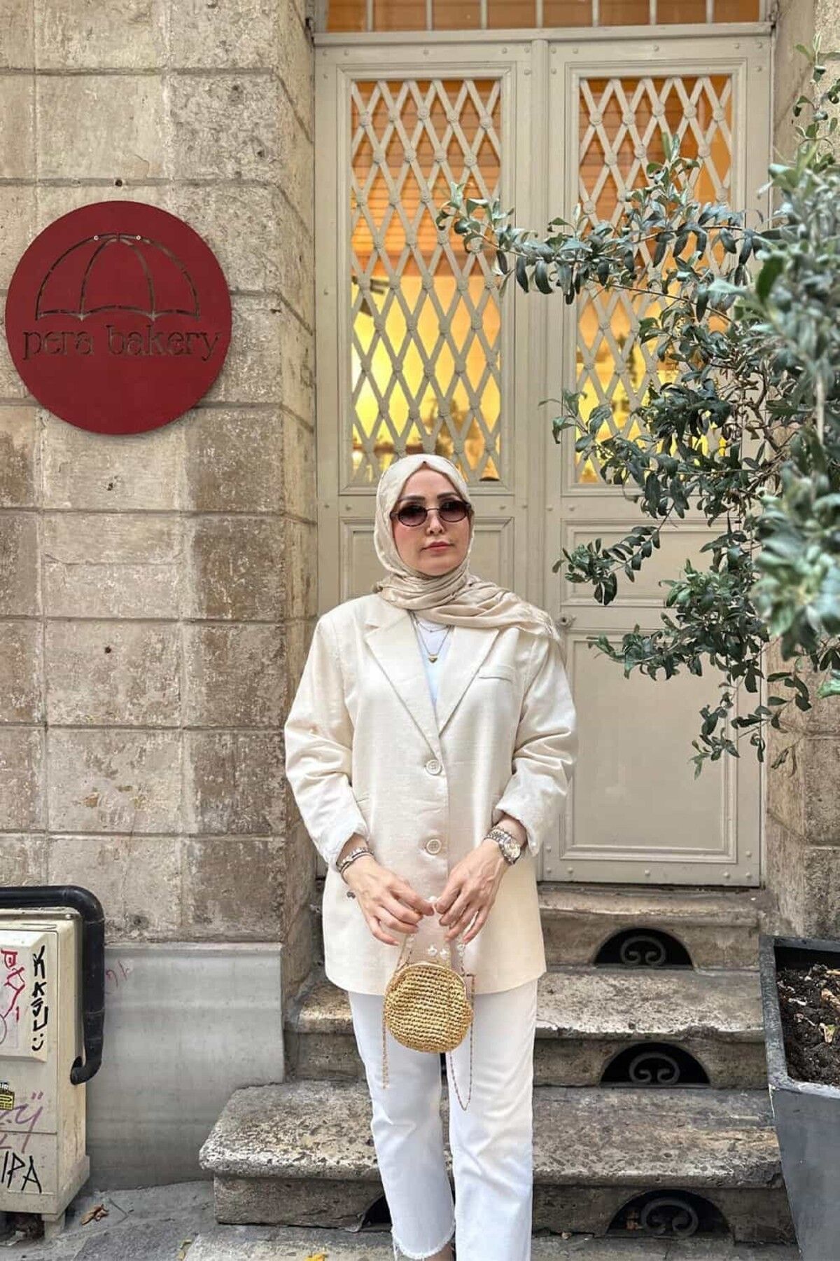 ByBensu Blazer Oversize Ceket - Krem