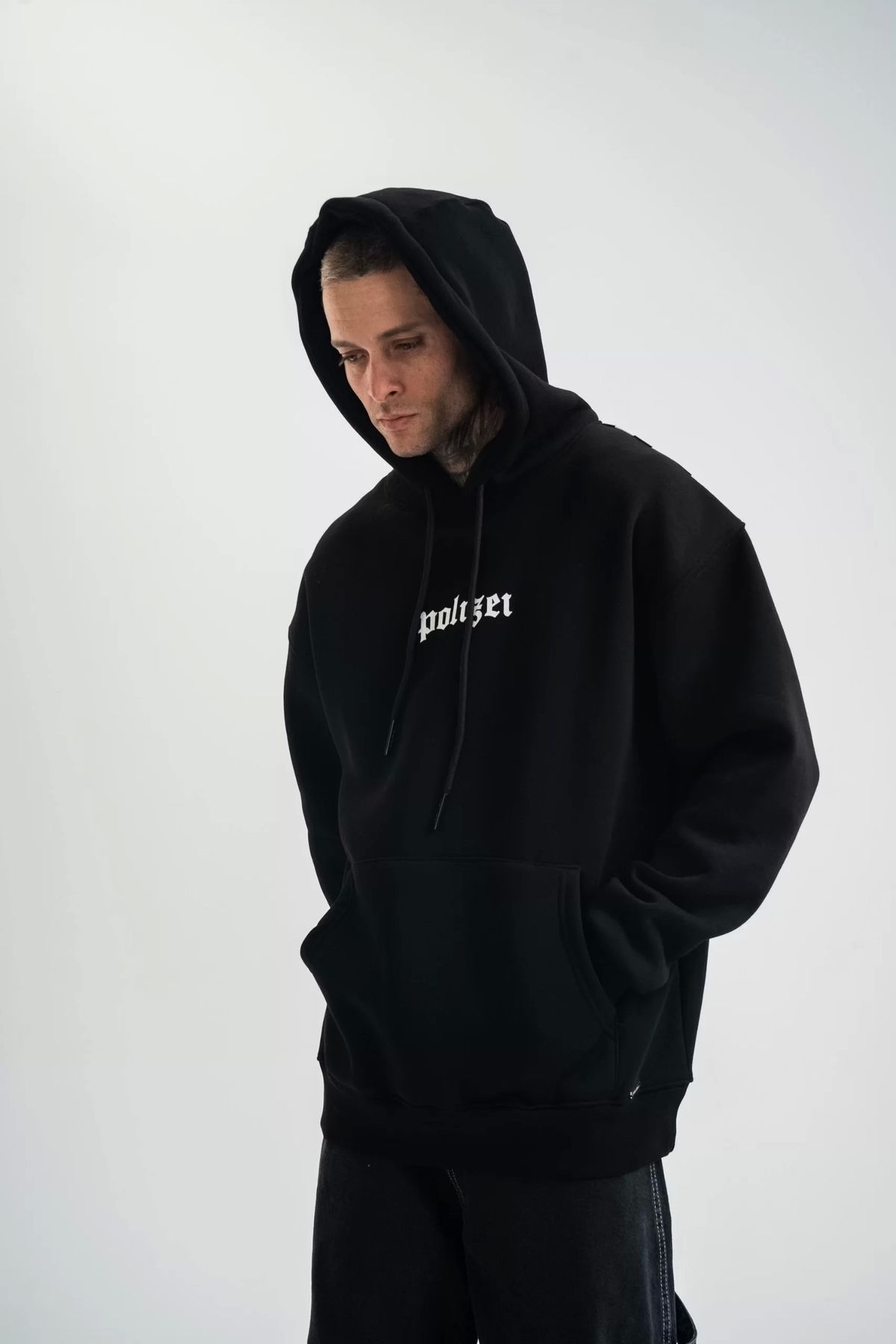 CVS Kapşonlu Double Oversize Dijital Patchli SweatShirt - Siyah