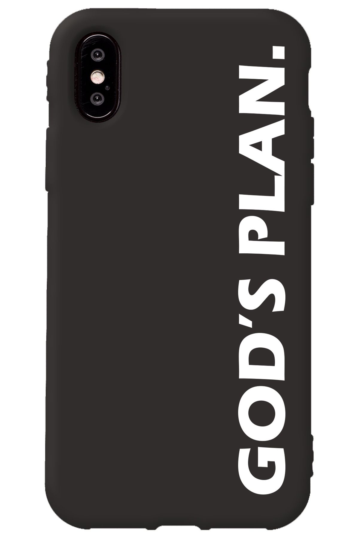 WANNA PROTECT iPhone XS Siyah İçi Kadife God's Plan Desenli Silikon Telefon Kılıfı