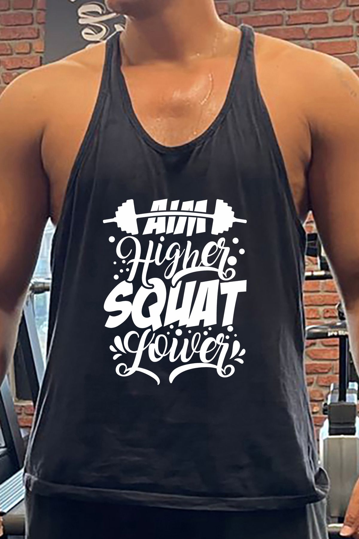 BLUU High Squat Gym Fitness Tank Top Sporcu Atleti