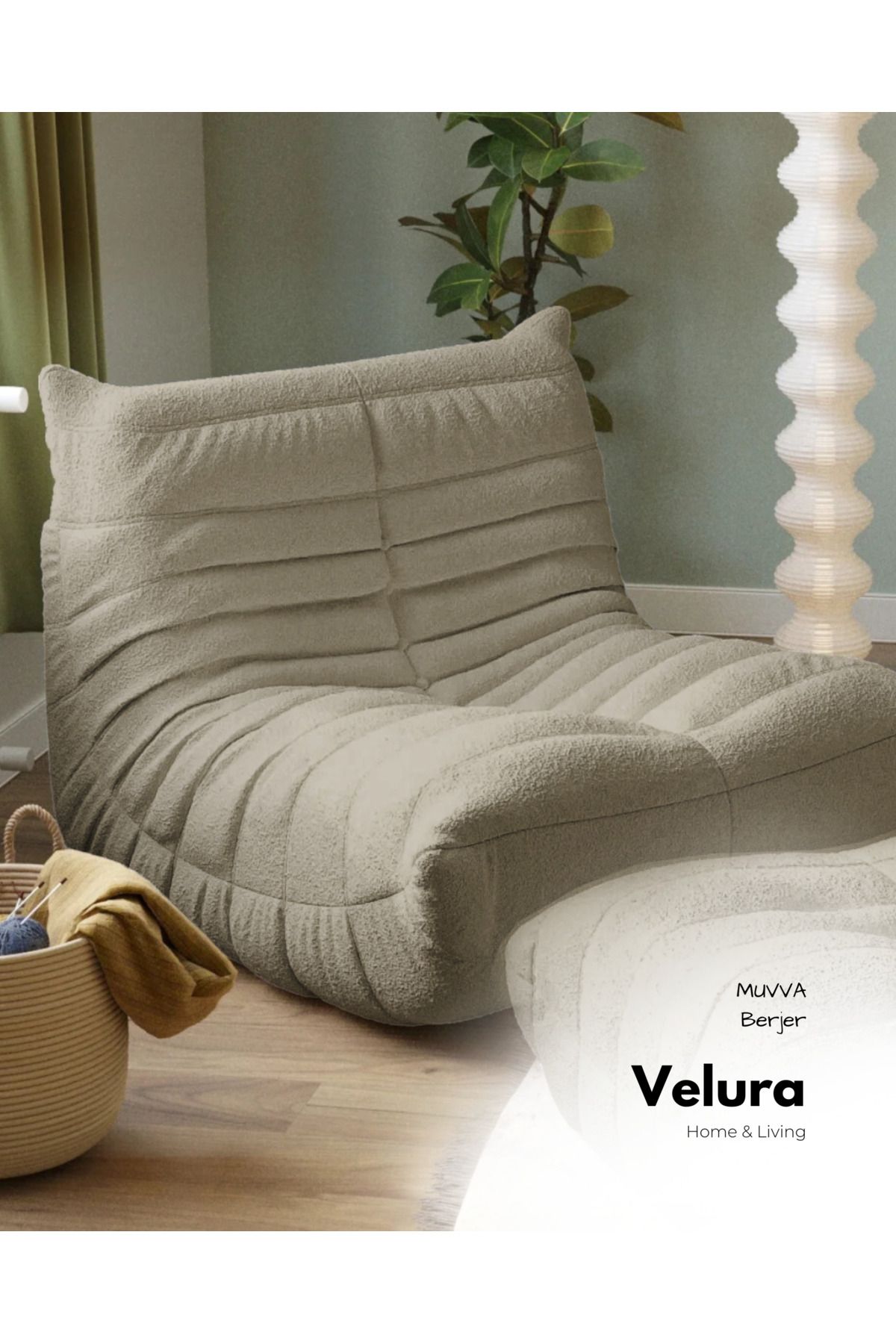 Velura Home & Living Muvva Berjer & Pofuduk Relax Koltuk & Armut Tekli Koltuk - Latte