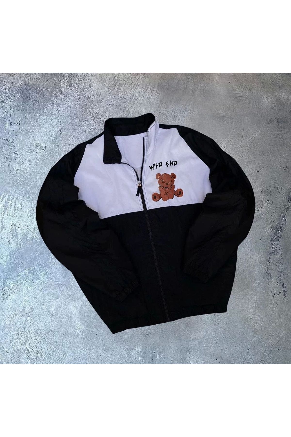 CVS Unisex Uzun Kollu Paraşüt Kumaş Rüzgarlik - Siyah