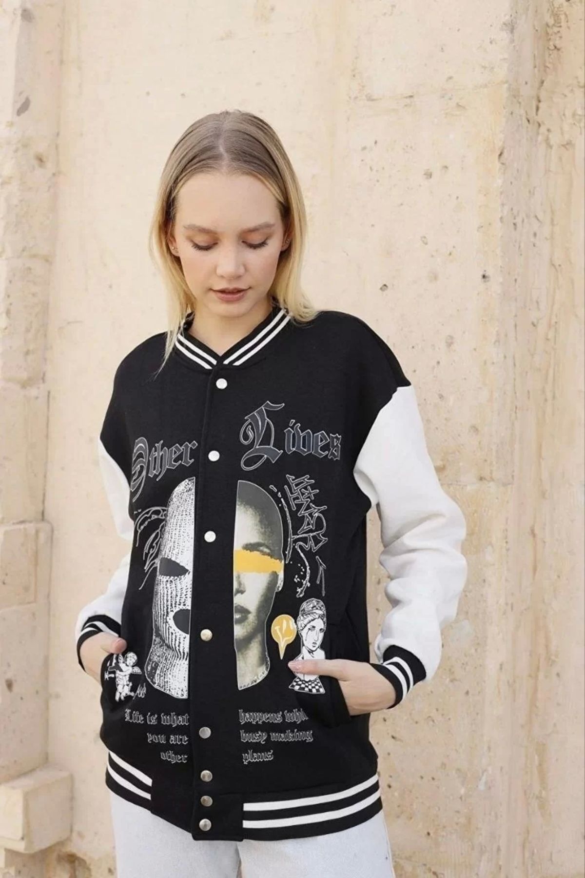 CVS Kadın Oversize Kolej Ceket - Siyah