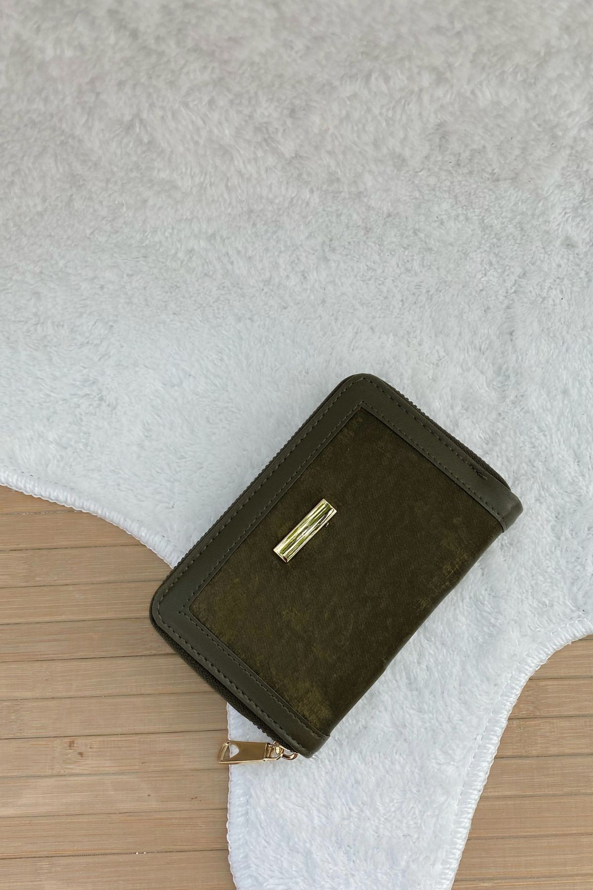Mazel Design Süet Kadın Cüzdan Fermuarlı Kartlık Şık ve Çok Gözlü Tasarım