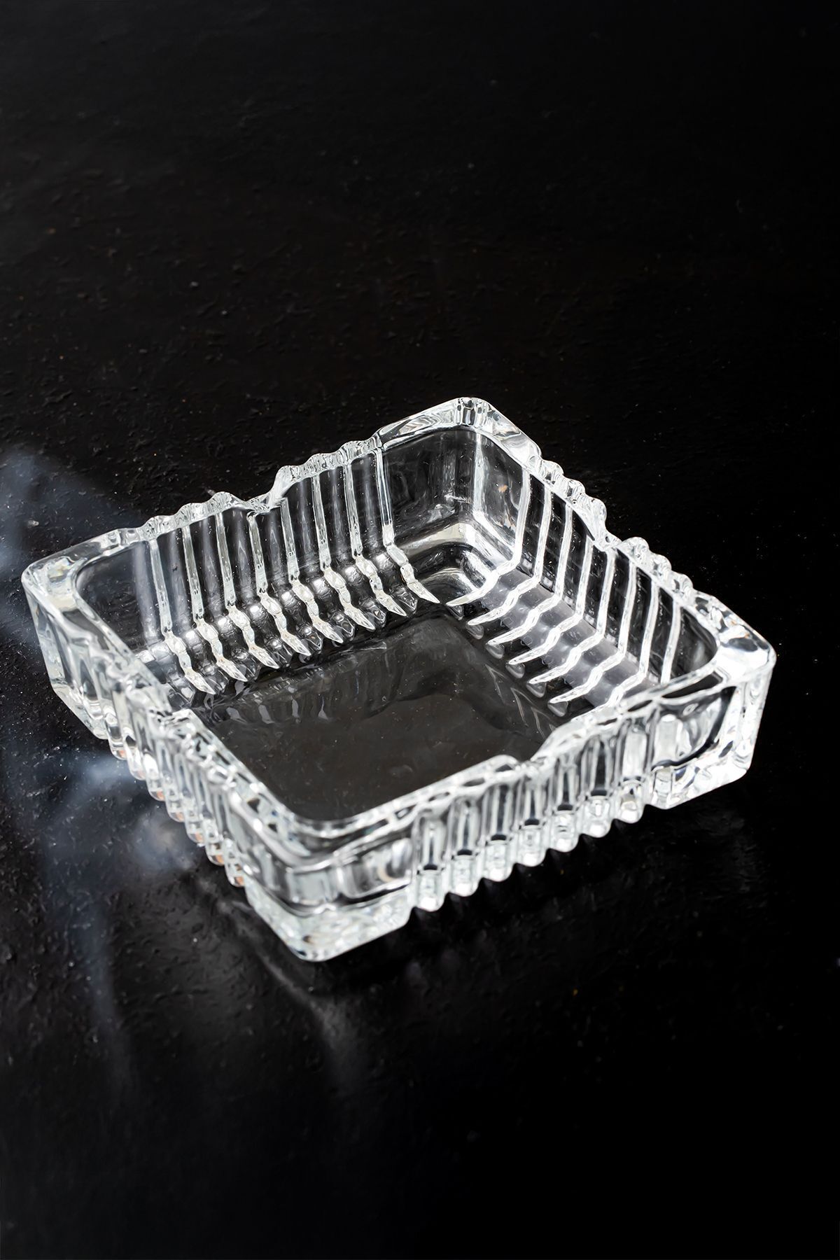 ALBETTO KLK-02 Kristal Cam Kare Küllük - Şeffaf Lüks Kül Tablası 12x12 cm