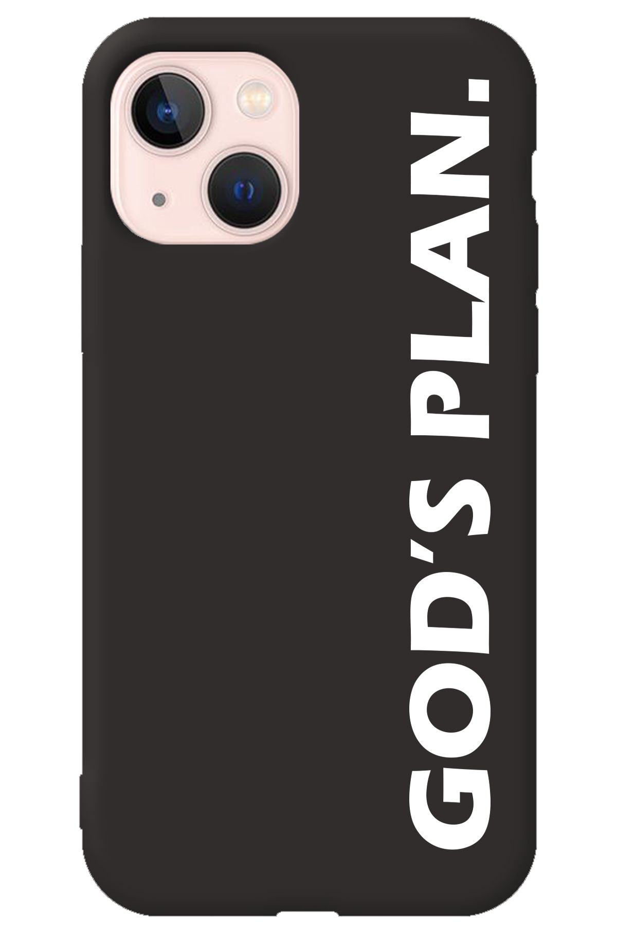 WANNA PROTECT iPhone 13 Siyah İçi Kadife God's Plan Desenli Silikon Telefon Kılıfı