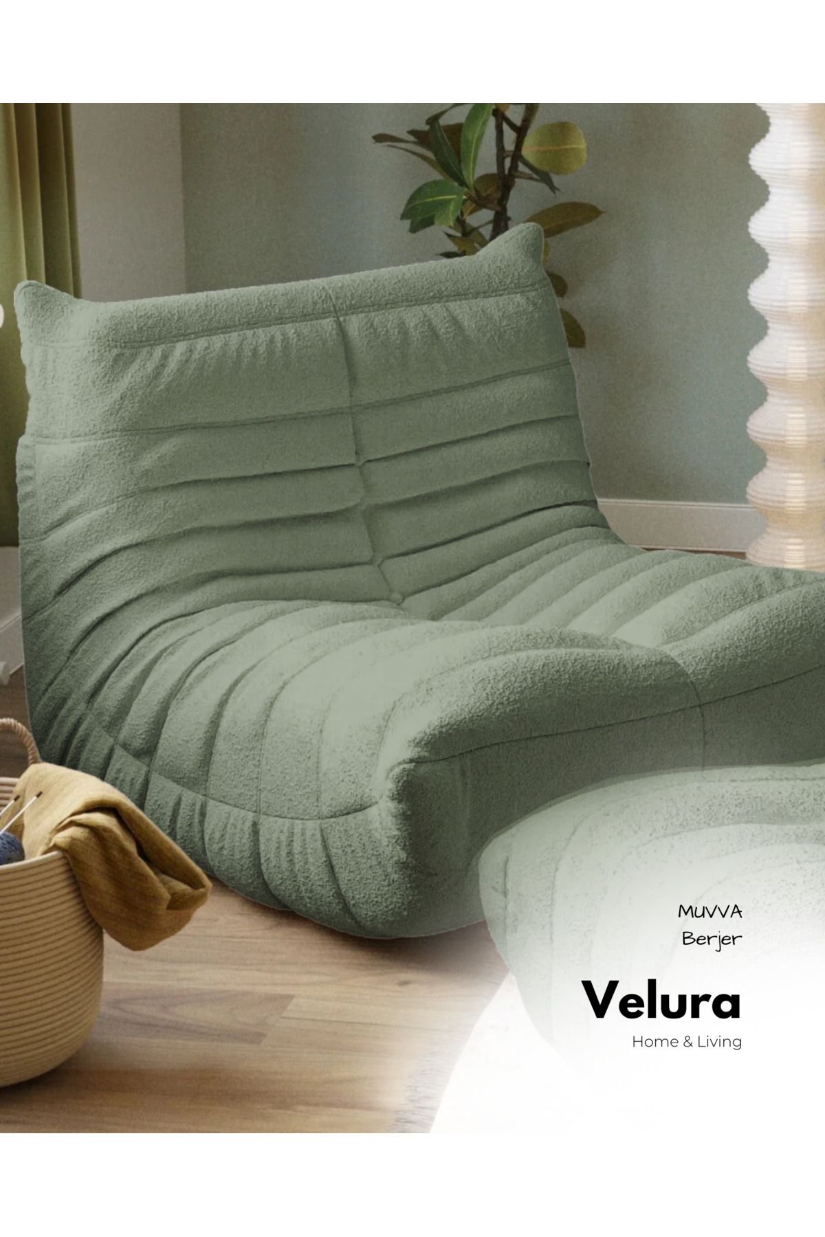 Velura Home & Living Muvva Berjer & Pofuduk Relax Koltuk & Armut Tekli Koltuk - Su Yeşili
