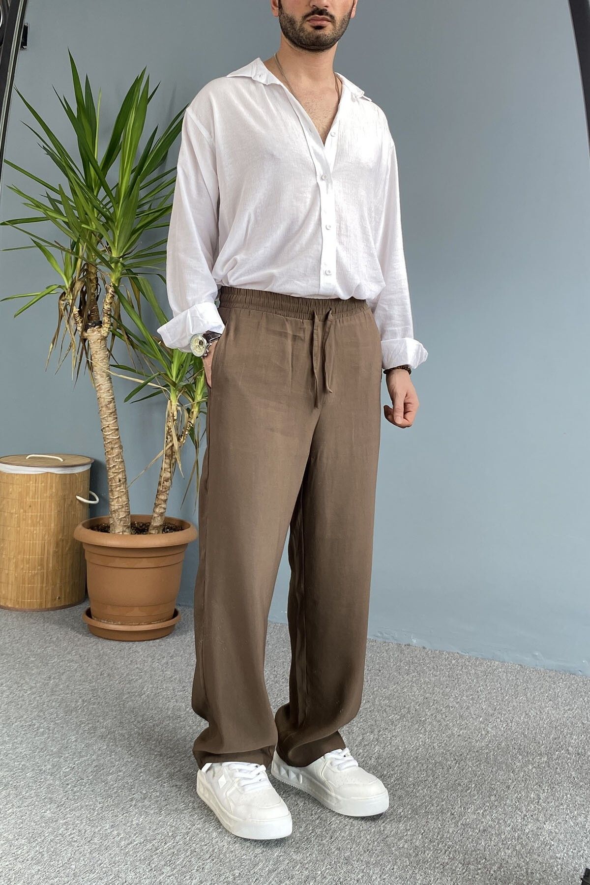 Alışveriş Sokağı Modal Kumaş Bağcıklı Baggy Pantolon
