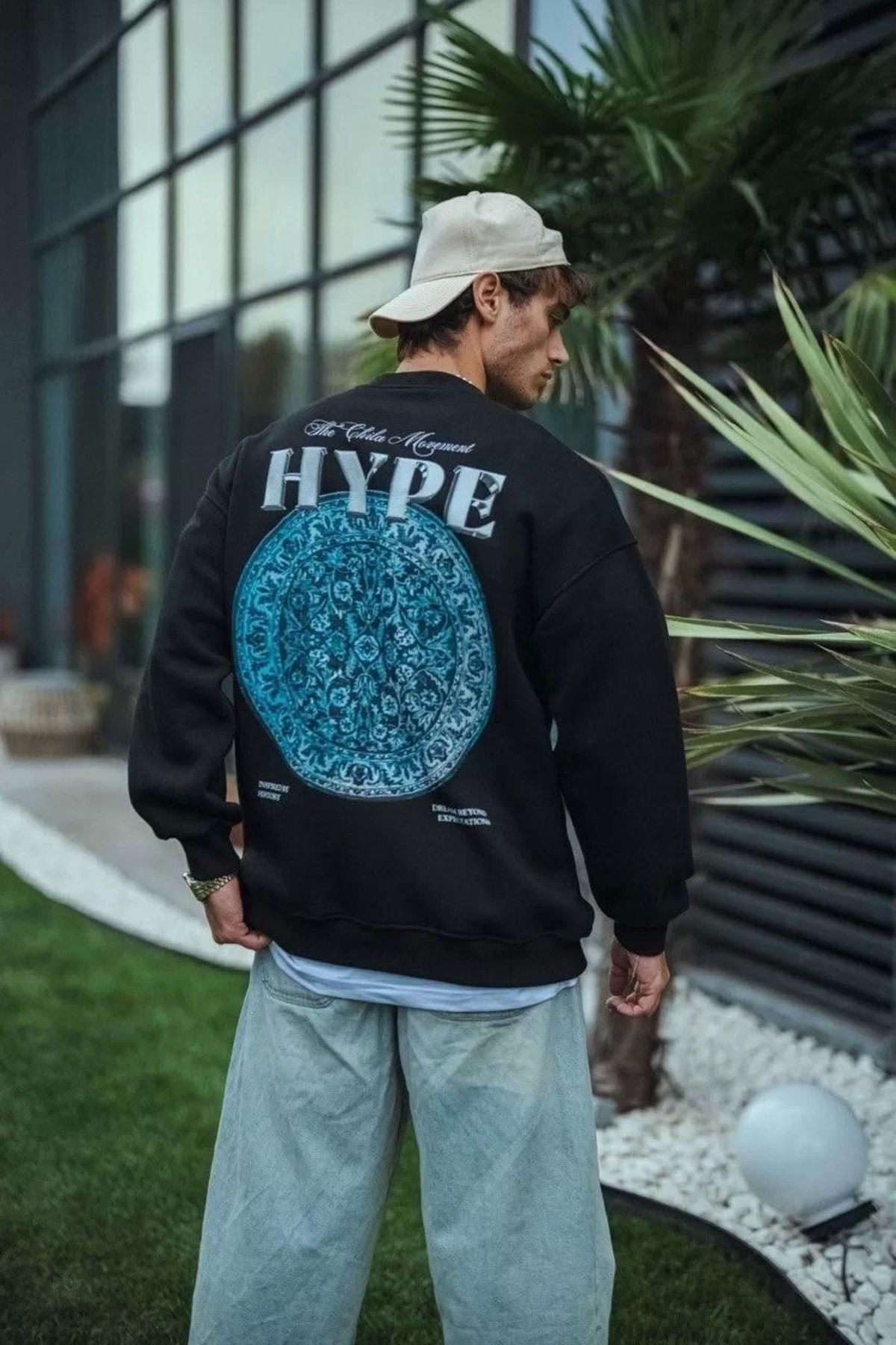 CVS Üç İplik Bisiklet Yaka Baskılı SweatShirt - Siyah
